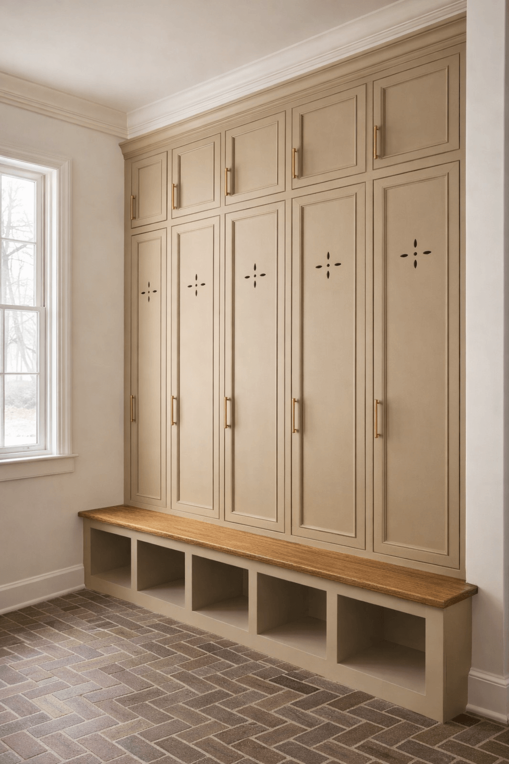 Sand-colored storage lockers with vents for humidity in Carolina Beach, NC