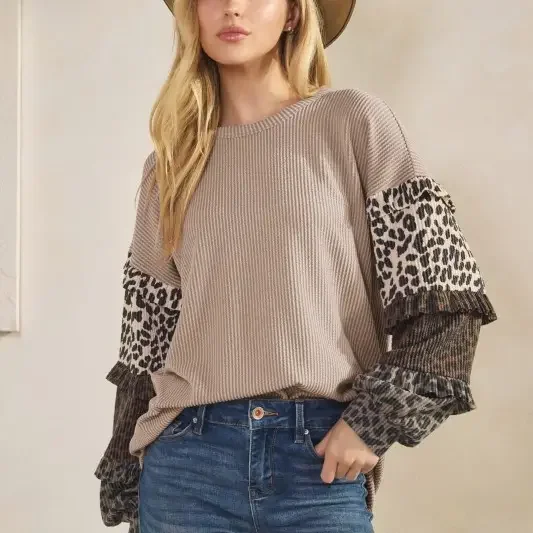 Heimish Leopard Sleeve Tunic Top - True to size