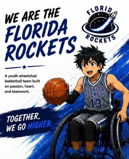 We are the Florida Rockets 🚀 

A youth wheelchair basketball team in Central Florida built on passion, teamwork, and heart. 

💙 We train. 
🏀 We compete. 
🤝 We grow, together. 

We&rsquo;re currently looking for: 
👉 New players (all skill levels 