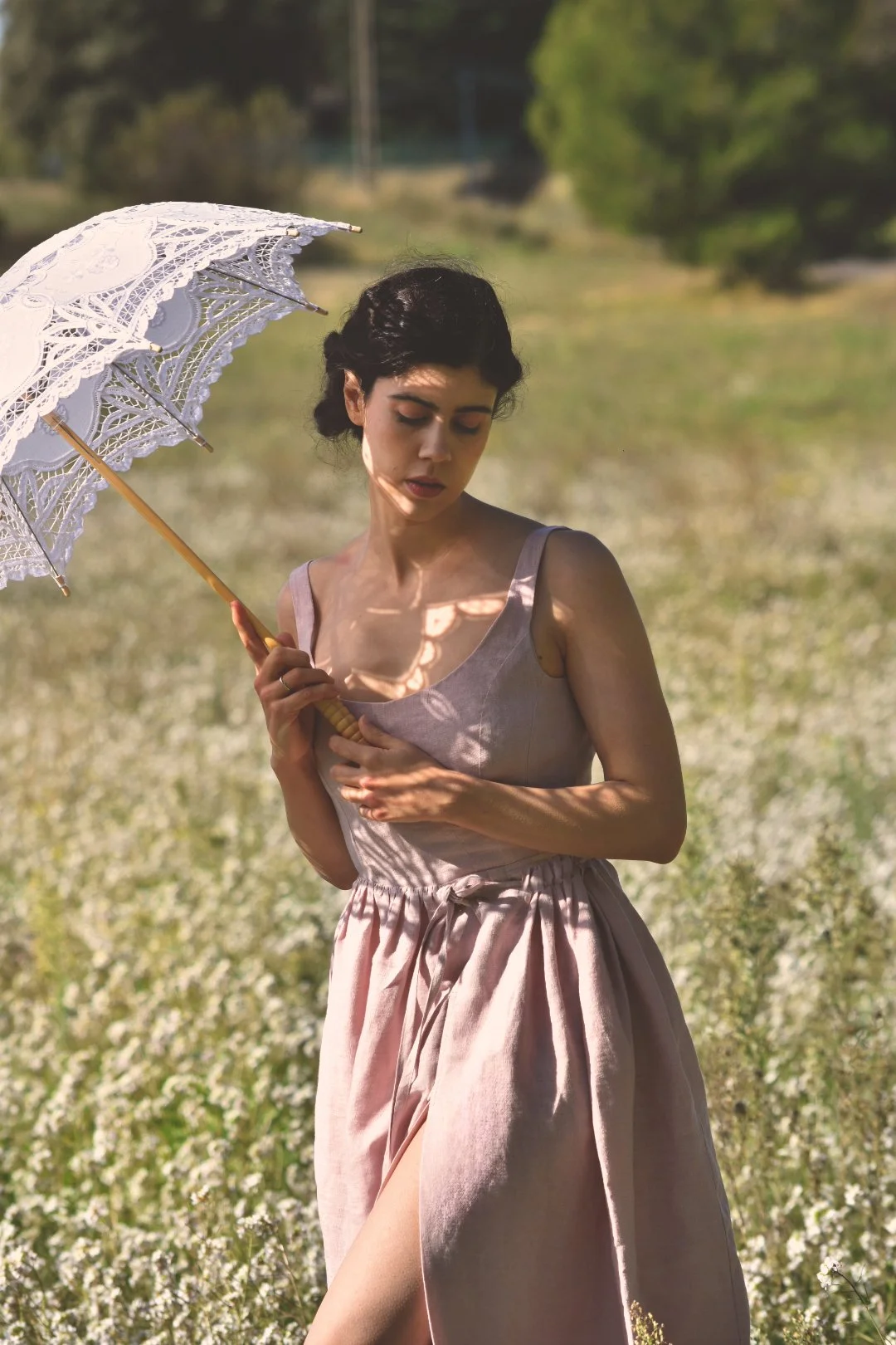 Marianne Dress in Blush Linen - Size S
