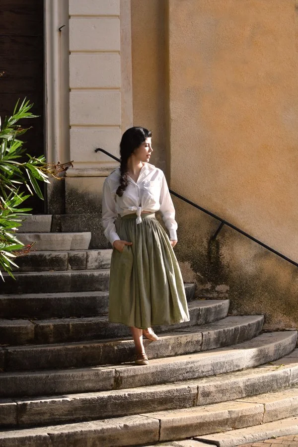 The Provence Skirt in Olive, Bordeaux or Navy Linen - Size S/M