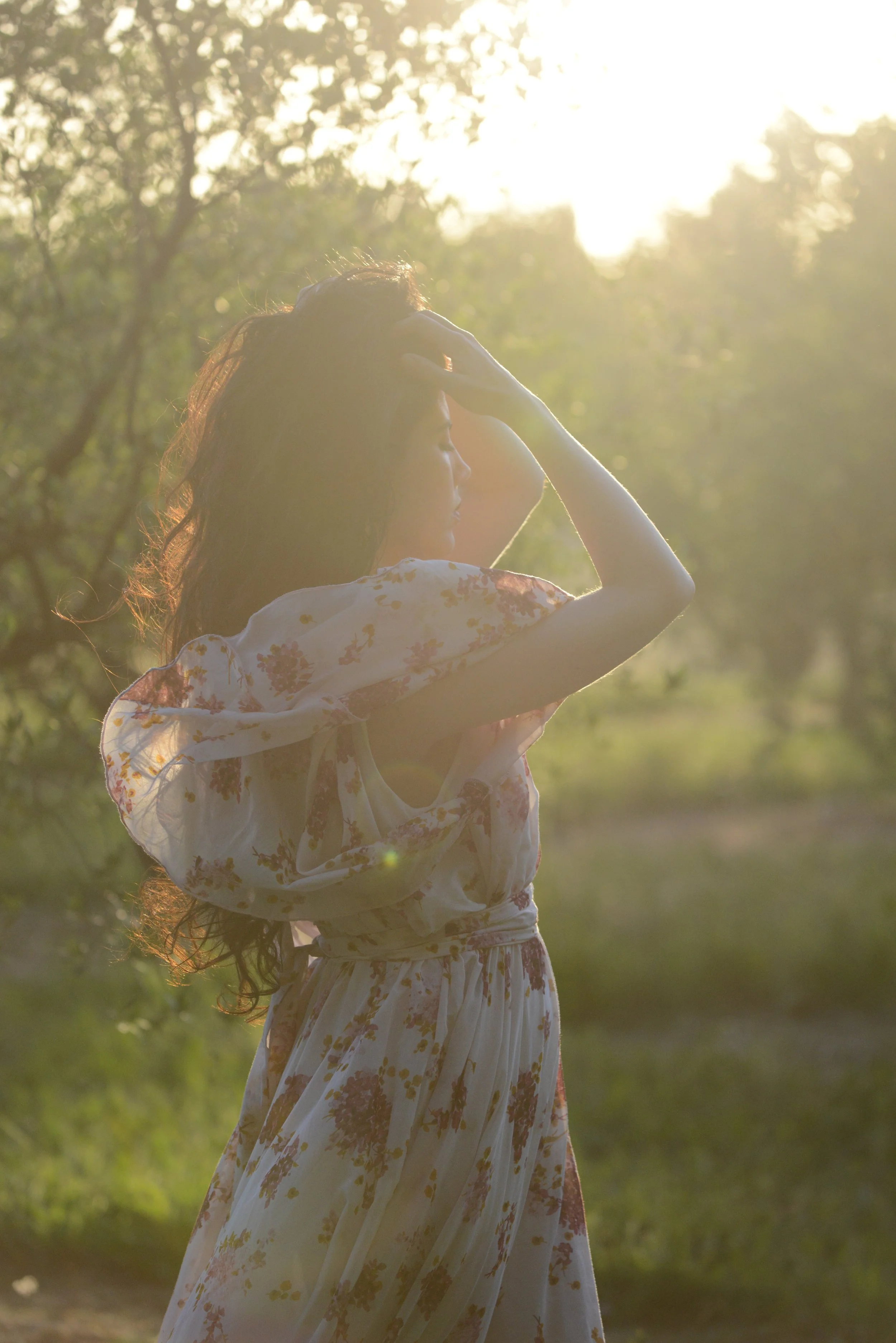 Slow living, wellness retreats in nature in Provence by Luxe Provence Experiences, Louise Pascal for Luxe Provence in our silk cotton artemis dress Made in Provence.