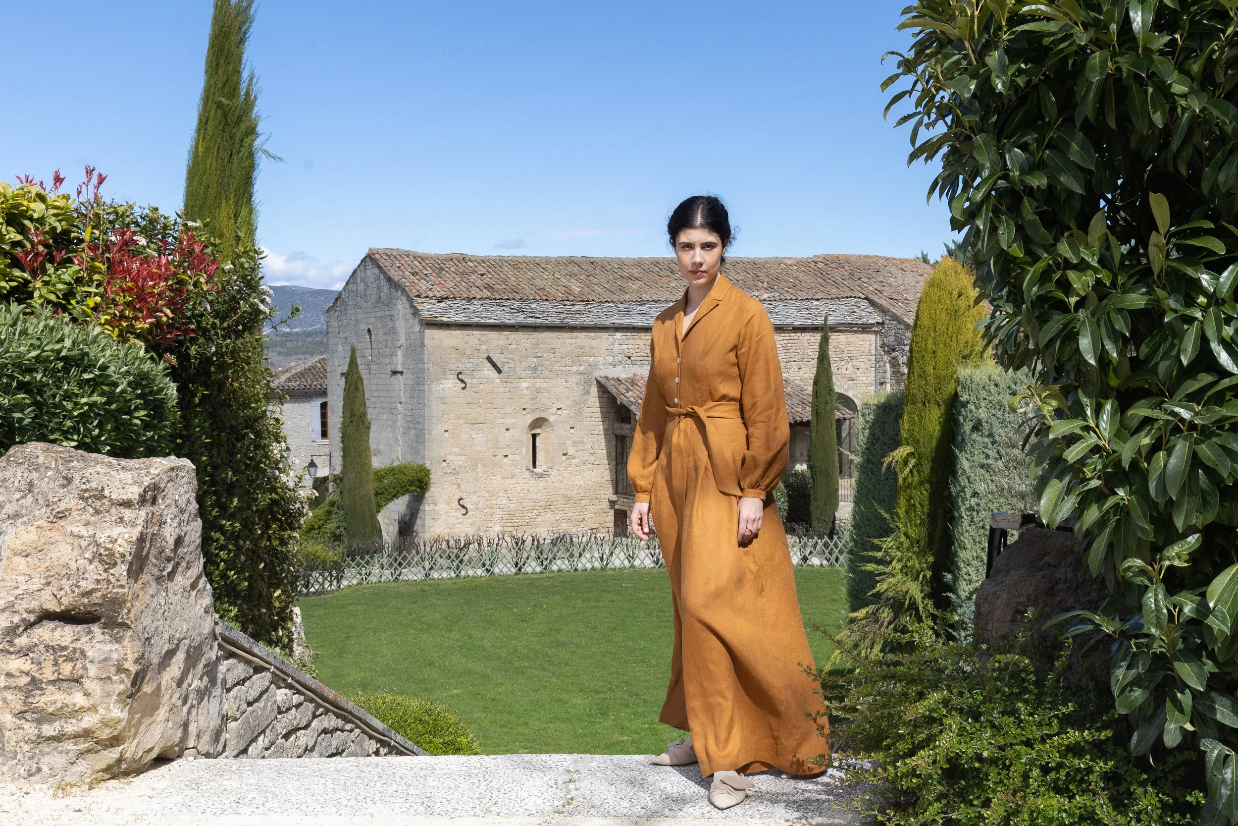 Dominque Linen Jumpsuit in Caramel - 3 Sizes