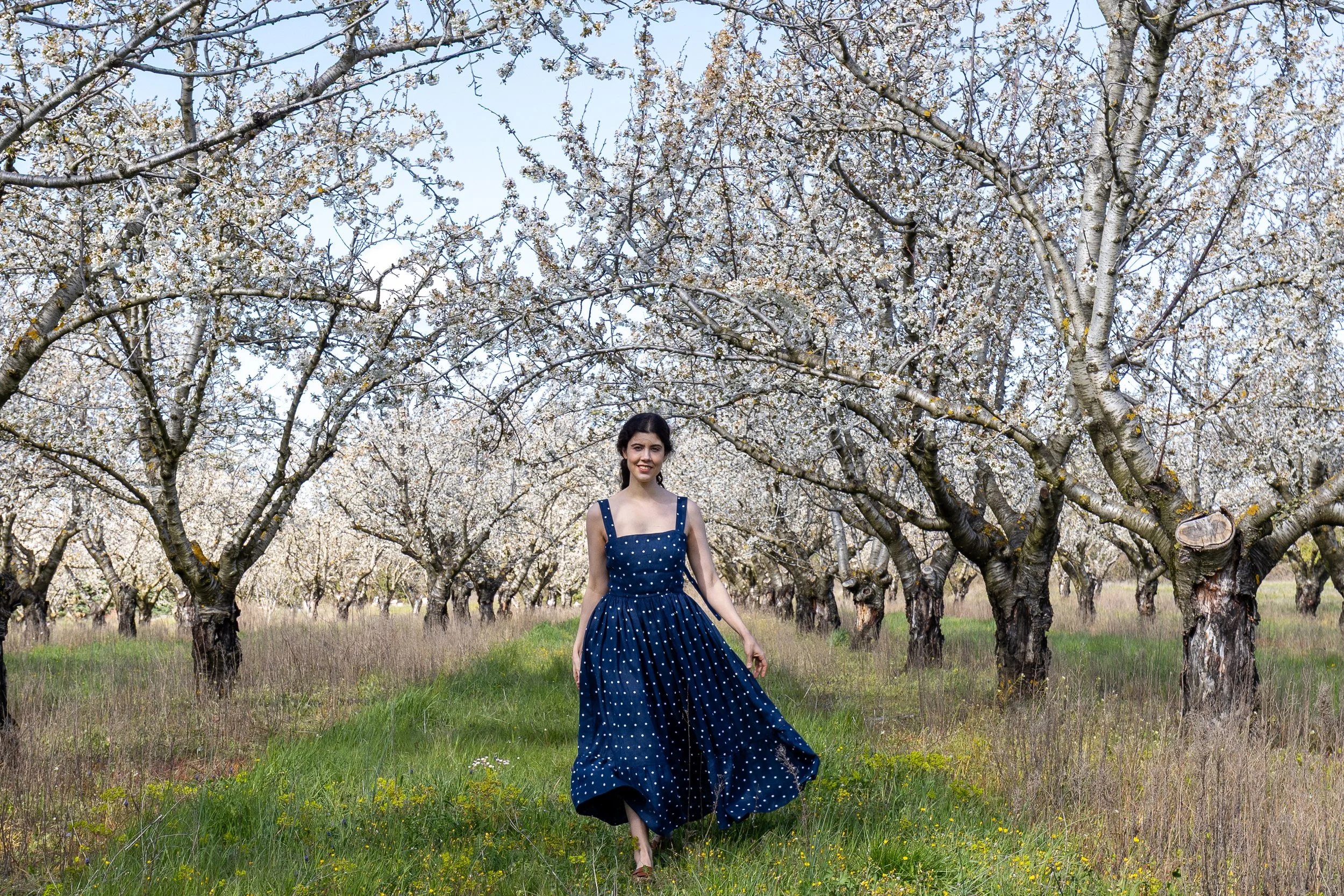 Juliette Dress in Navy Dot - Size S
