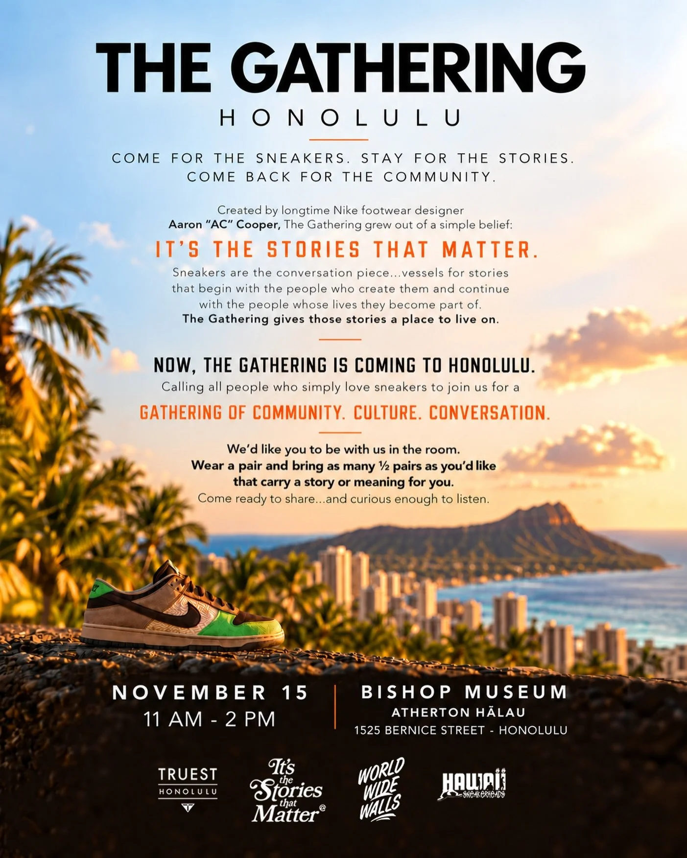 We are excited to announce The Gathering in Honolulu to be held at the Bishop Museum on 11/15 11am-2pm. Open to all.

We hope you can make it! 

Thank you in advance to those that share this.

&ldquo;Come ready to share&hellip;and curious enough to l