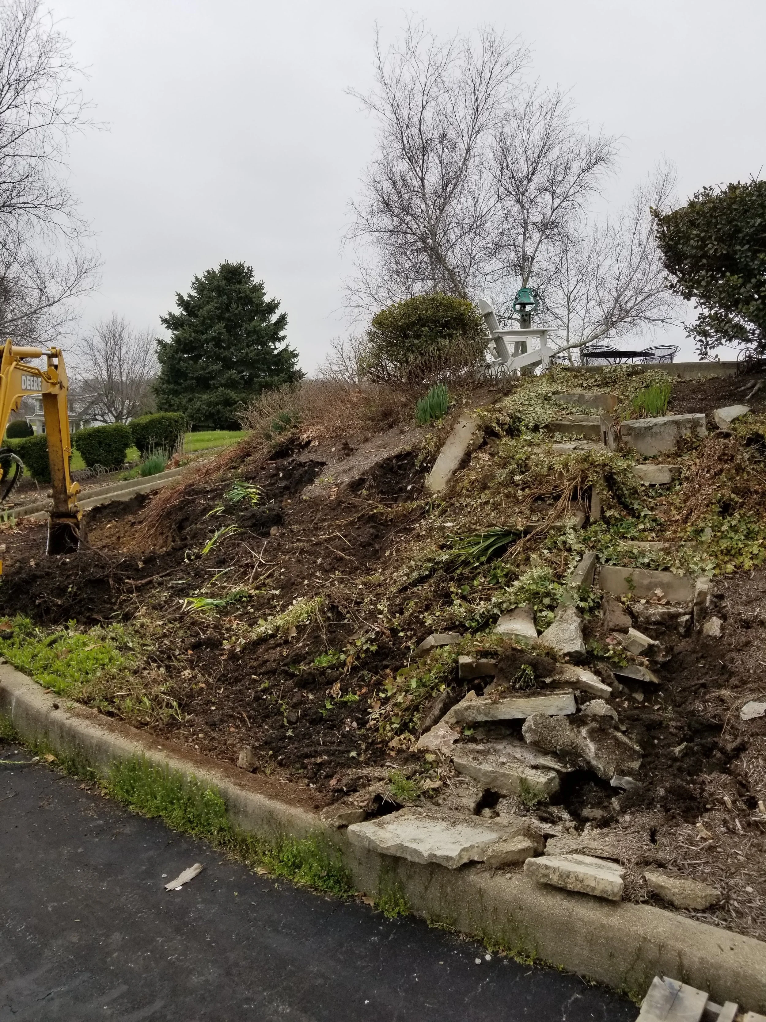 Before Building Customer Retaining wall and Stone Staircase