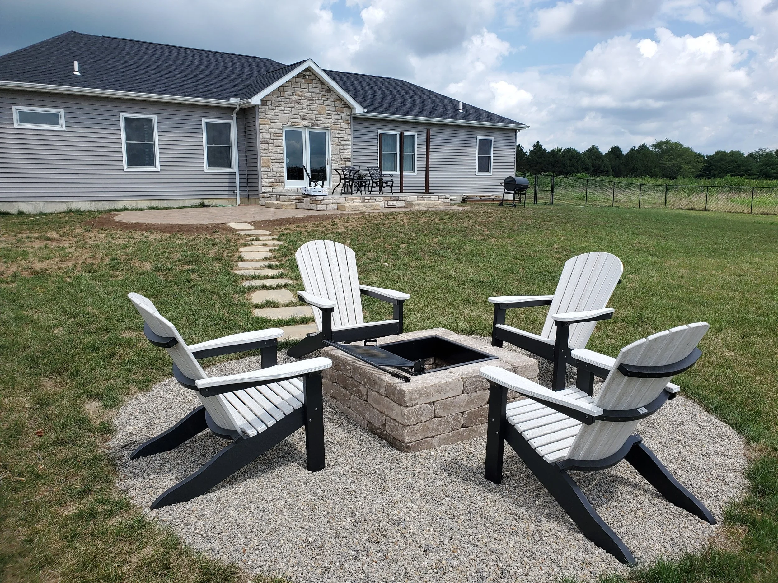 Stone Fire Pit ~ with Stone Walkway