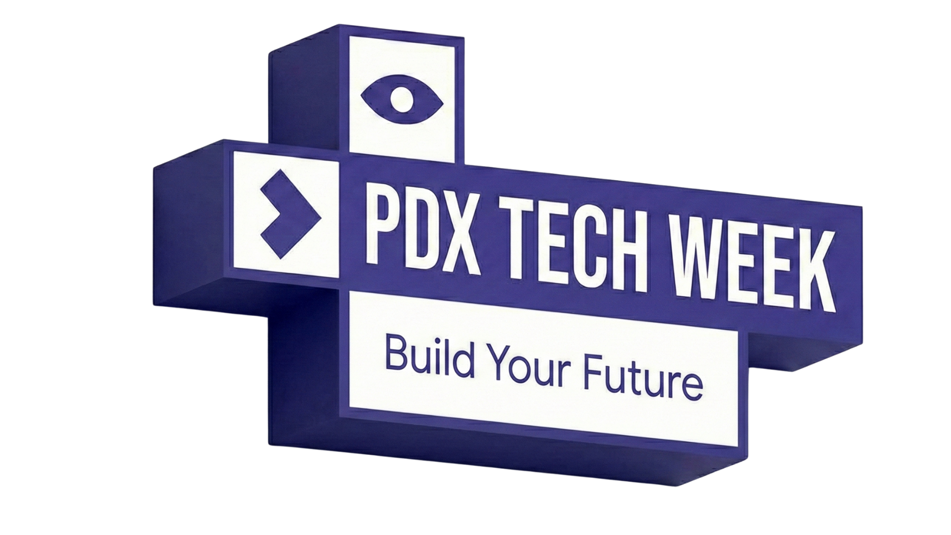 Sign for PDX Tech Week with icons and the slogan 'Build Your Future'.