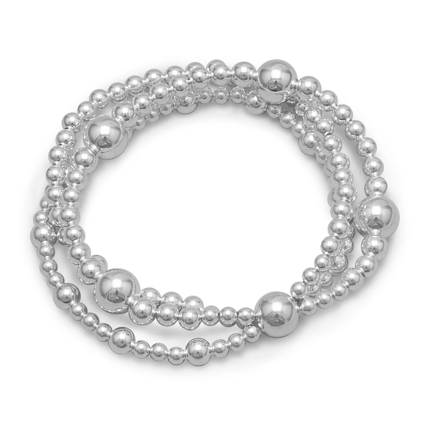 Triple Strand Silver Bead Bracelet