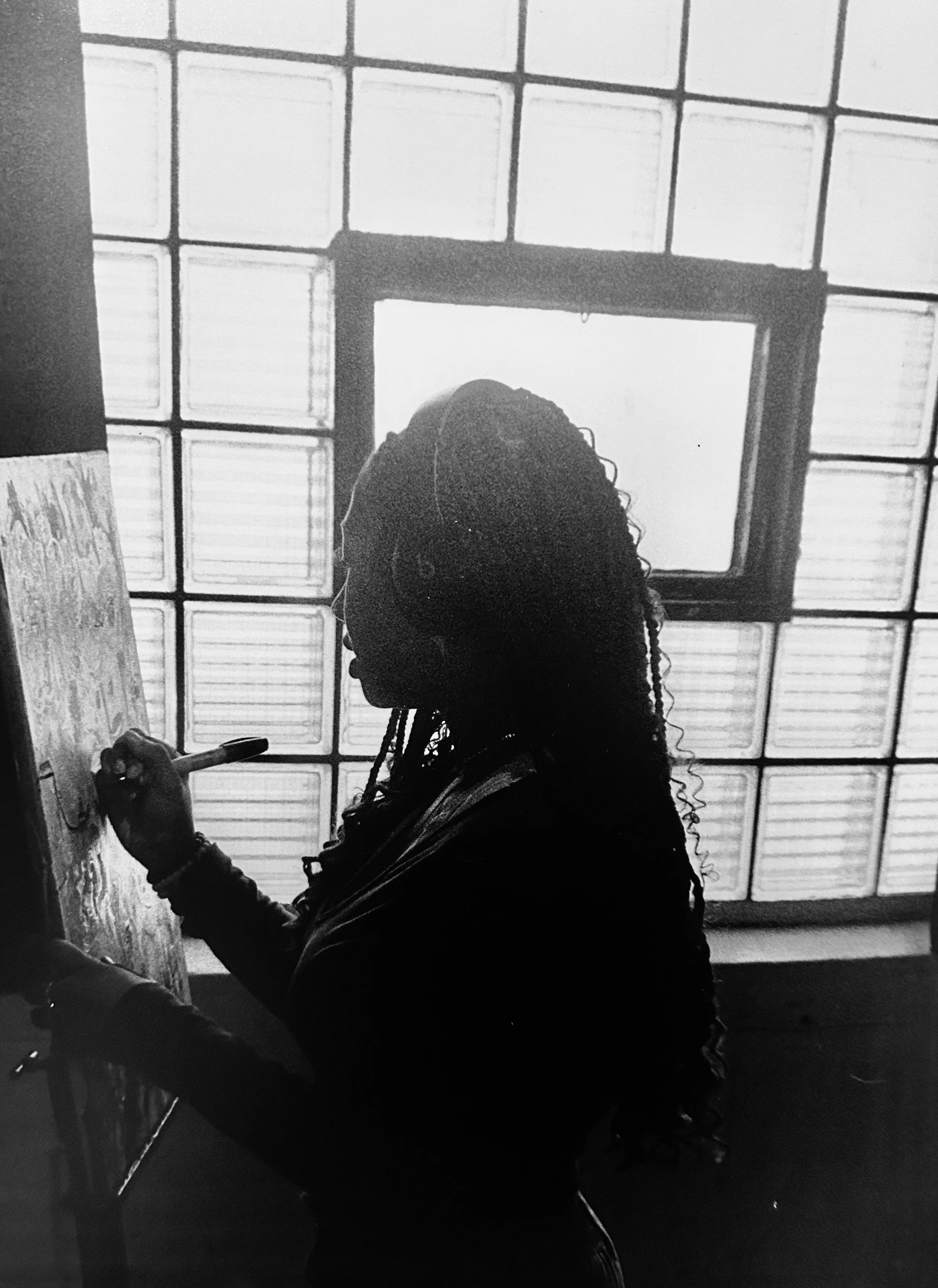 Artist Enaya Ajahnae Painting at Amy H. Carberry Gallery