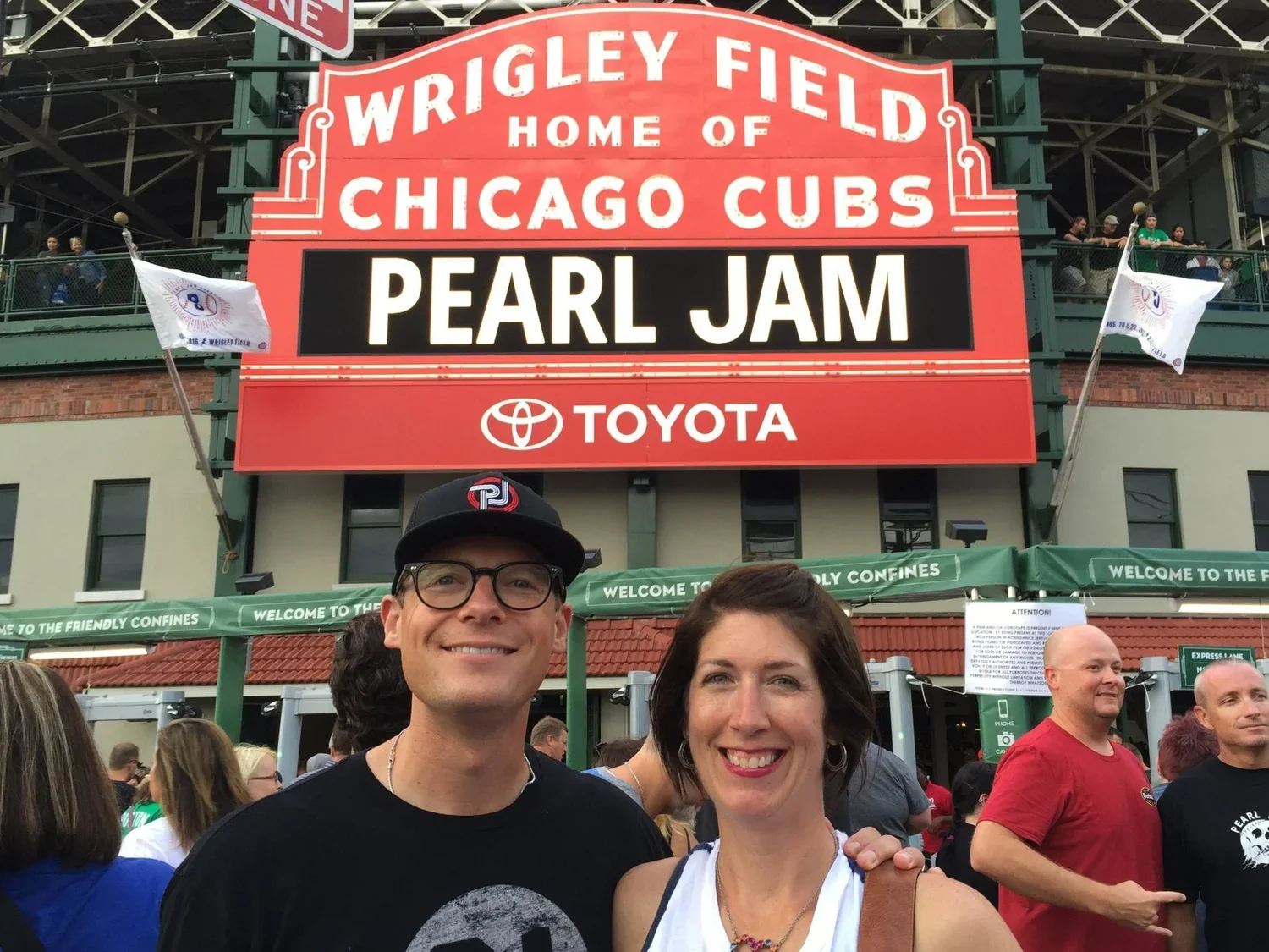 Aaron and Karen Cohn in front of Wrigley Field