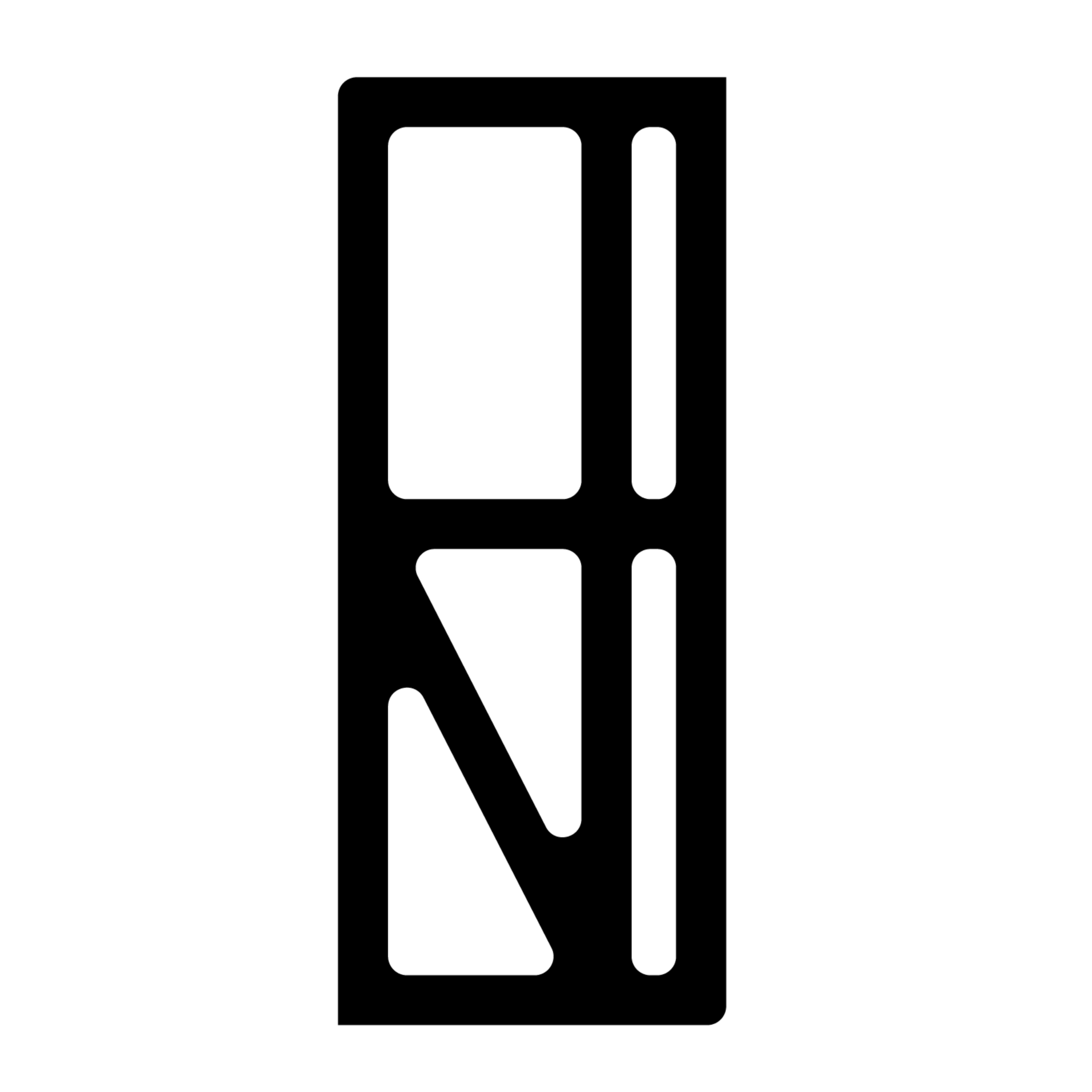 Silhouette of a wooden window with four rectangular panes, two larger top panes and two smaller bottom panes, separated by wooden frames.