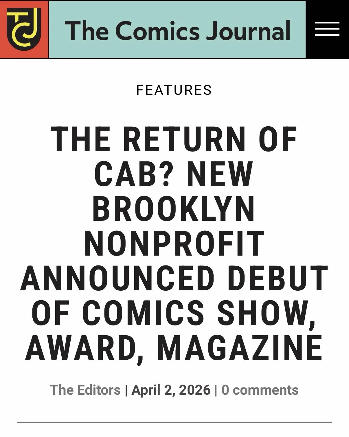 We&rsquo;re beyond excited to be featured @the_comics_journal_ for the first year of our fest. We know we have big shoes to fill, so tell us: what are you hungry for for BEC Year One?

Drop your thoughts in the comments below!