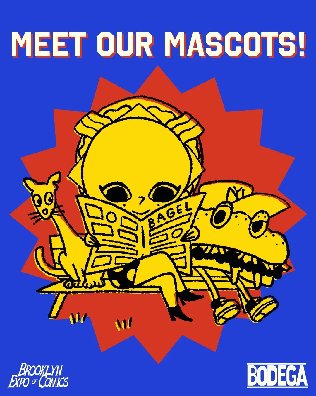 Meet our mascots for the Brooklyn Expo of Comics, designed by Brooklyn&rsquo;s very own cartoonist @alexkrokus: BECky, Choppo and the BODEGA CAT! 

&ldquo;Thank you BODEGA for hitting me up to bring these mascots to life! I&rsquo;m honored to be crea