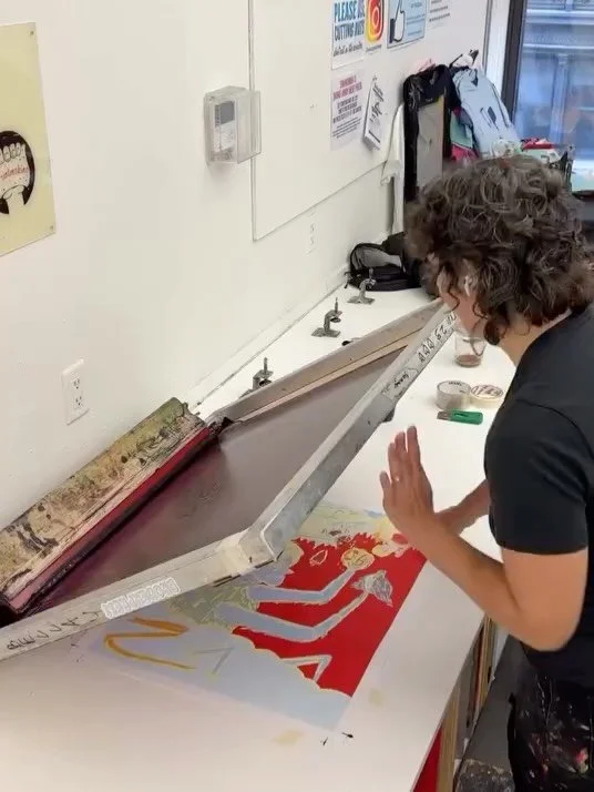 @broderpress screenprinting @david_sandlin&rsquo;s BEC poster, which will be available for sale at our event only 1 month away!!

Come celebrate comics with us all weekend long at Our Lady of Mount Carmel Church in Williamsburg, Brooklyn November 14 
