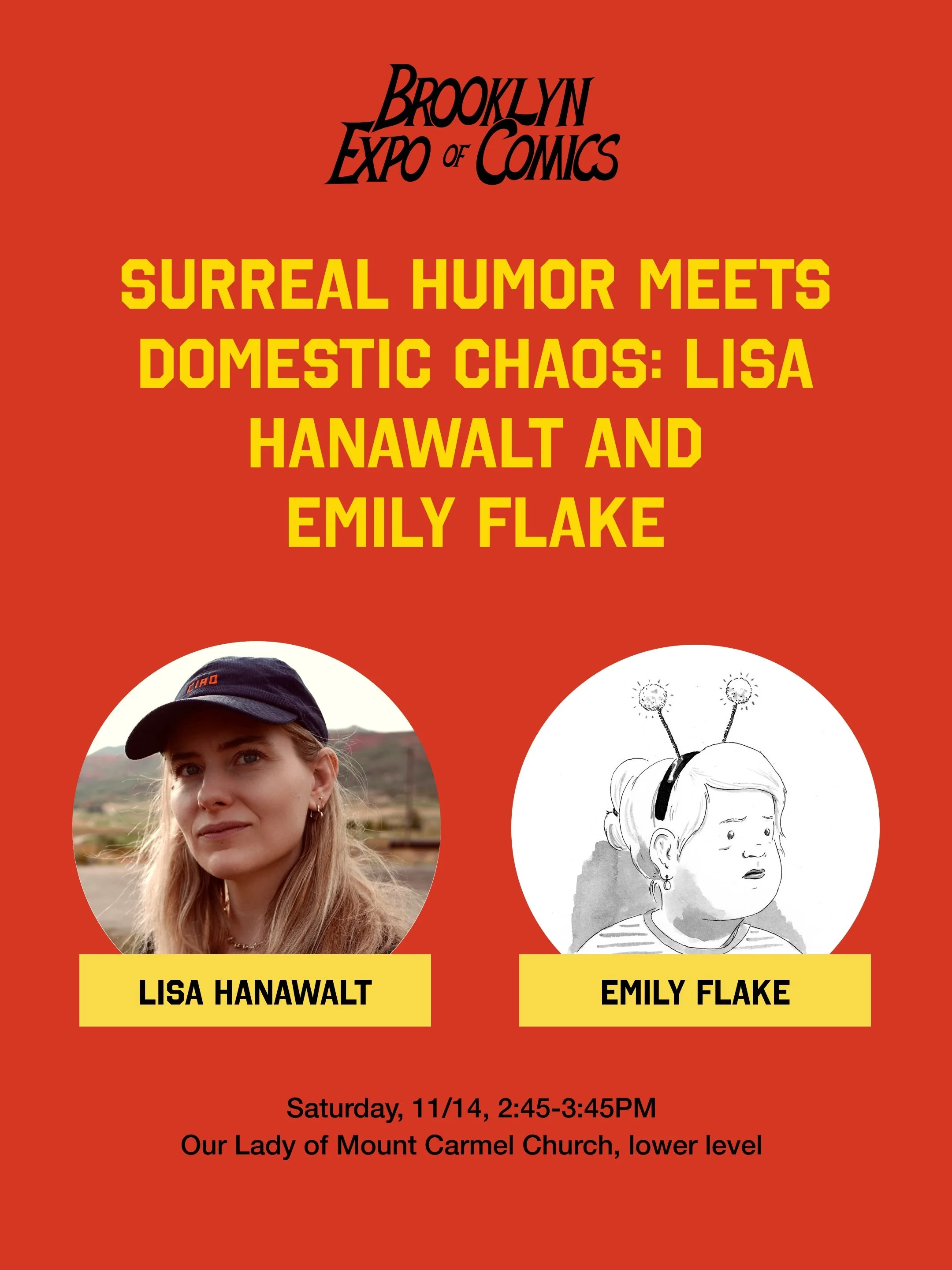 Cartoonists @lisadraws and @eflakeagogo explore the absurdities of daily life, bodily anxiety, parenting, and creative survival. Hanawalt is known for her lush, anthropomorphic watercolor worlds and work on &ldquo;Tuca &amp; Bertie&rdquo; and &ldquo;