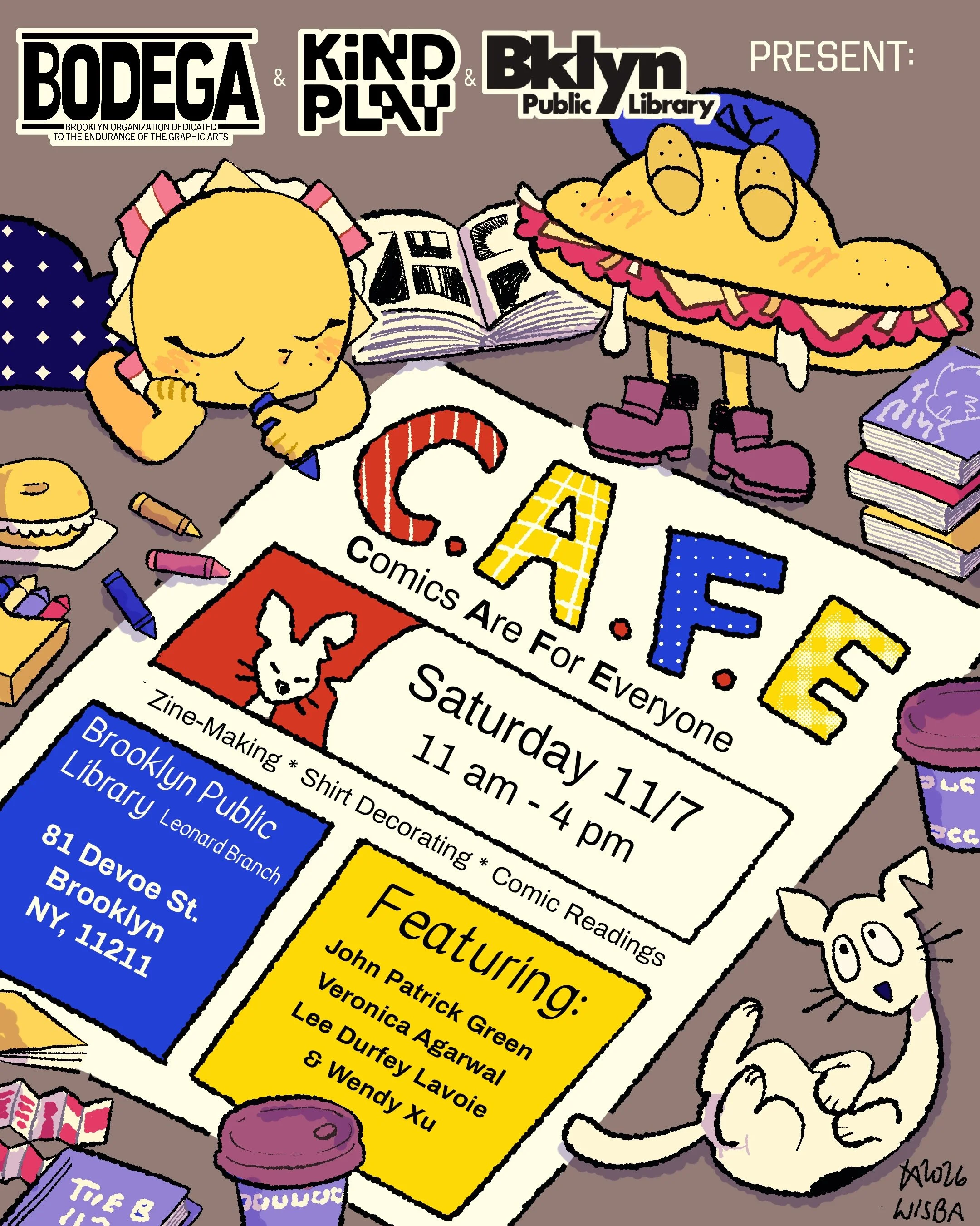 C.A.F.E. (Comics Are For Everyone) is a single-day event in collaboration with @bodegacomix and @kindplayfoundation, all about celebrating the world of comics. Join us at the @bklynlibrary Leonard Library branch in East Williamsburg for a full day of
