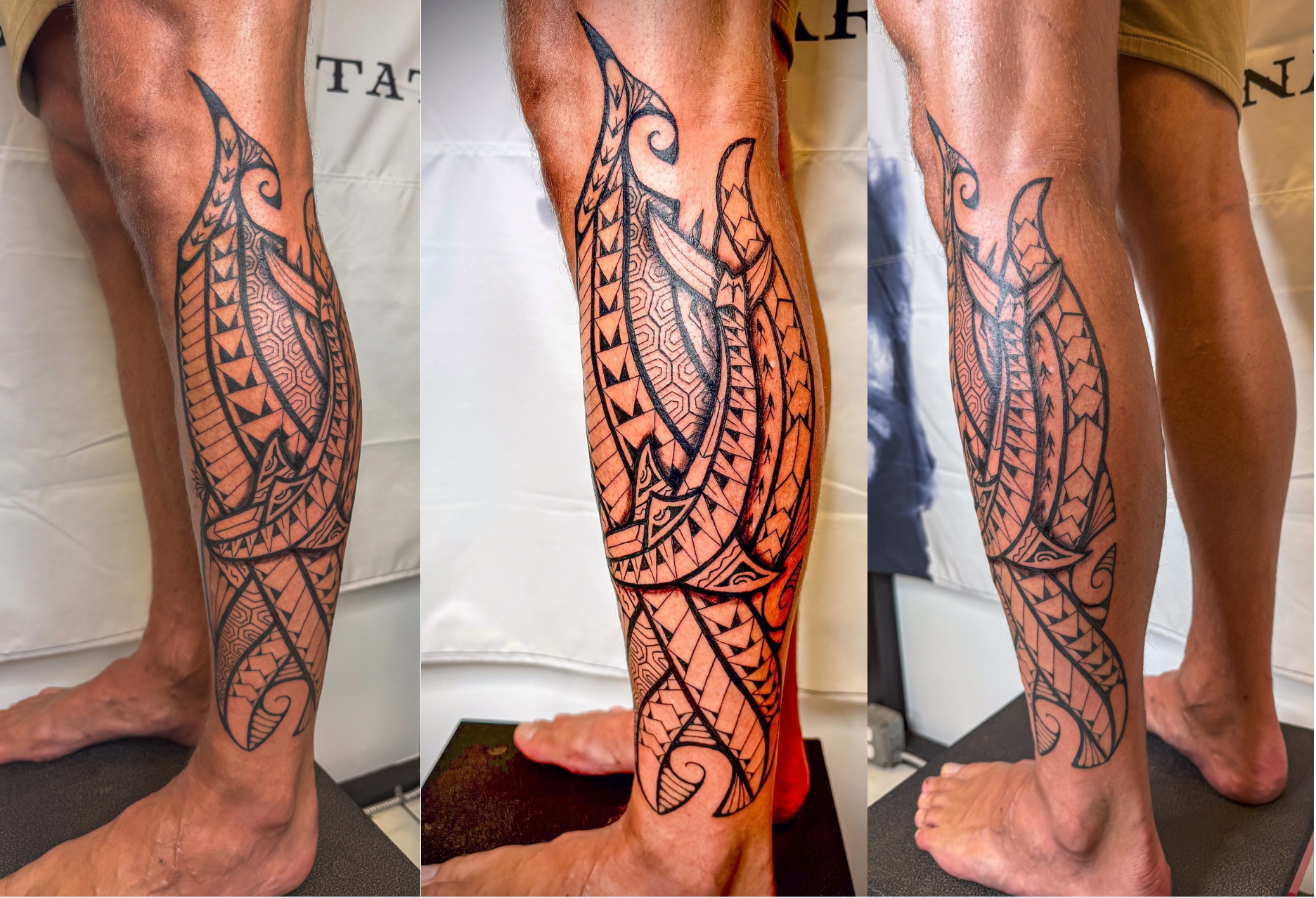 Whale Polynesian Design Leg Calf Monarch Tattoo Hawaii.png