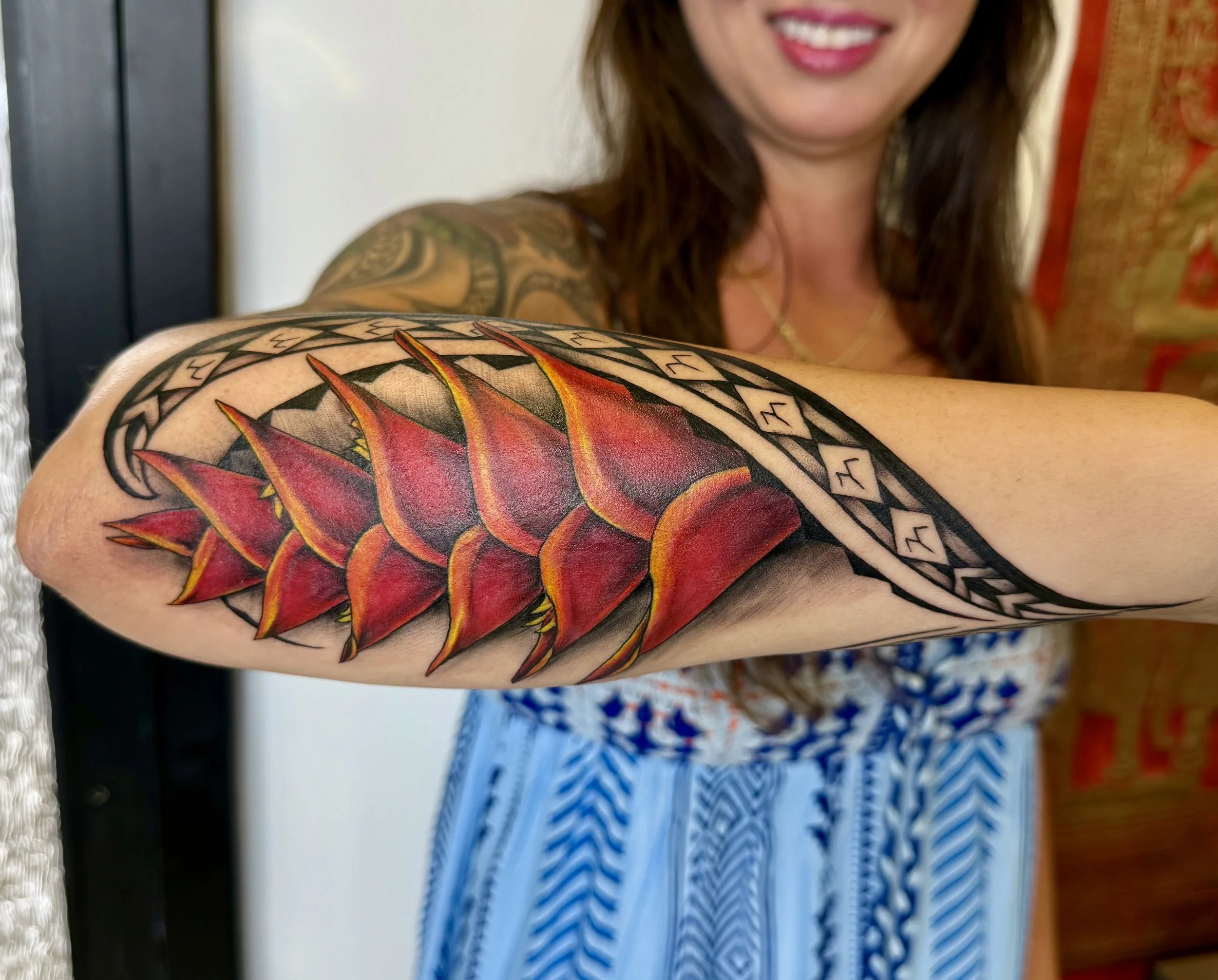 Heliconia Floral Polynesian Tribal Monarch Tattoo Hawaii.jpeg