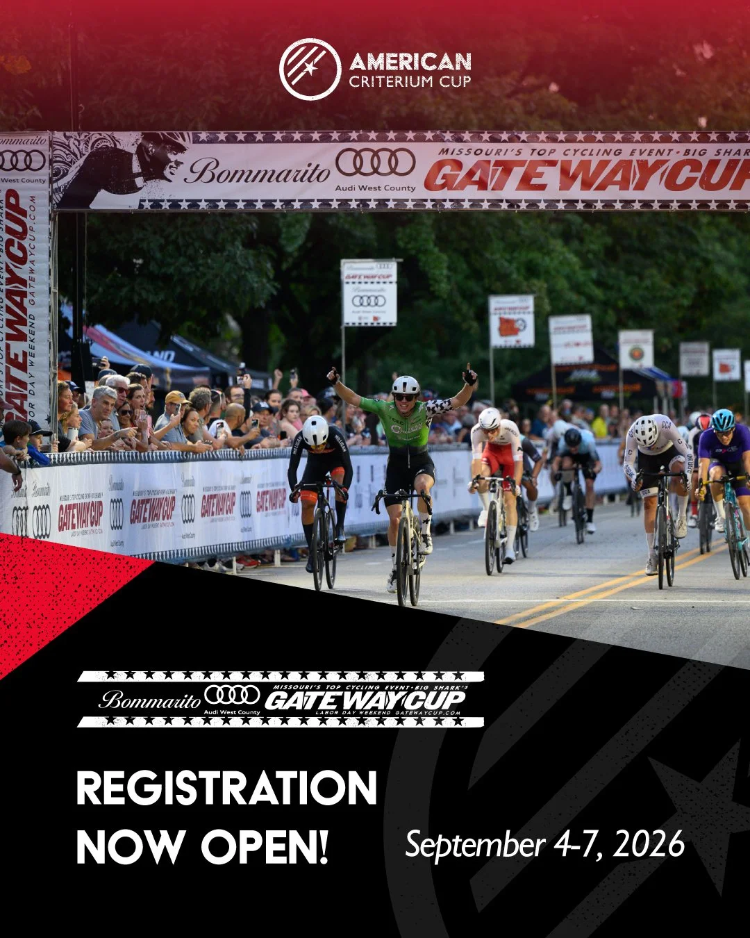 Registration is now open for the @gatewaycupstl! 🚨

The Bommarito @audiwestcounty County Gateway Cup returns to St. Louis for four days of high-speed racing and neighborhood celebrations this Labor Day weekend, September 4-7, 2026. 🏁

One of the mo