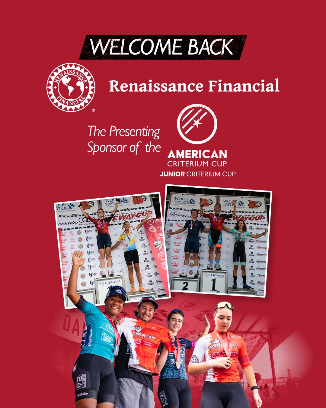 We&rsquo;re thrilled to welcome Renaissance Financial (@renaissancefinancial) back as the presenting sponsor of the ACC Junior Criterium Cup for another year! 🙌🚴♀️

The ACC Junior Criterium Cup presented by Renaissance Financial gives the next gene