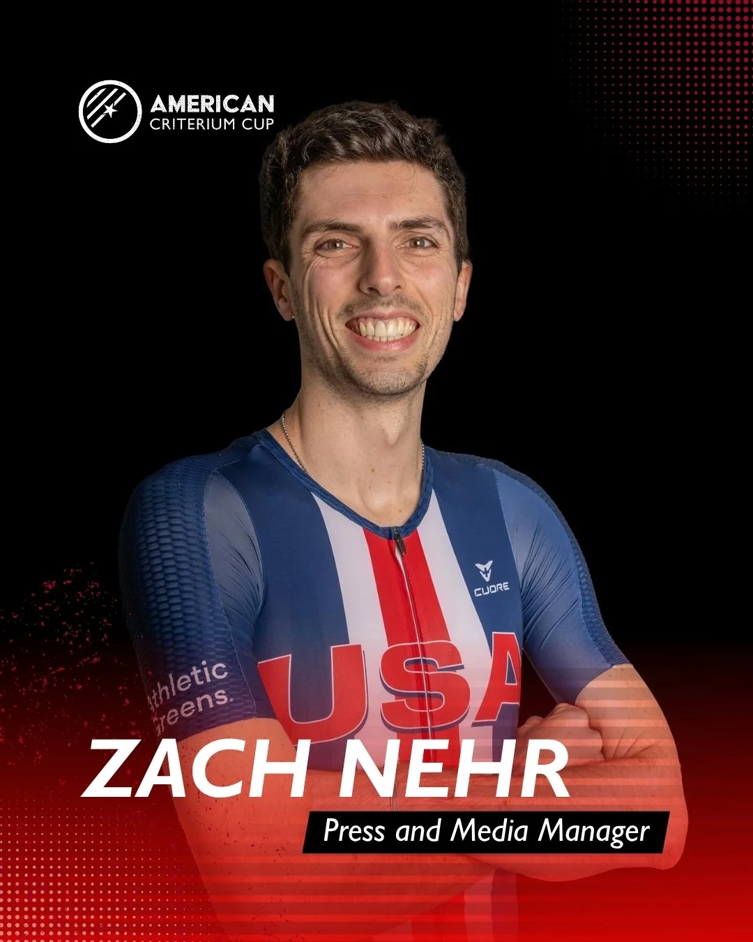 Please join us in welcoming Zach Nehr as the new Press and Media Manager for the American Criterium Cup! 🎤🚴

Zach brings a deep background in cycling as the head of ZNehr Coaching and a freelance writer for Zwift, Velo, ENVE, TrainingPeaks, and mor