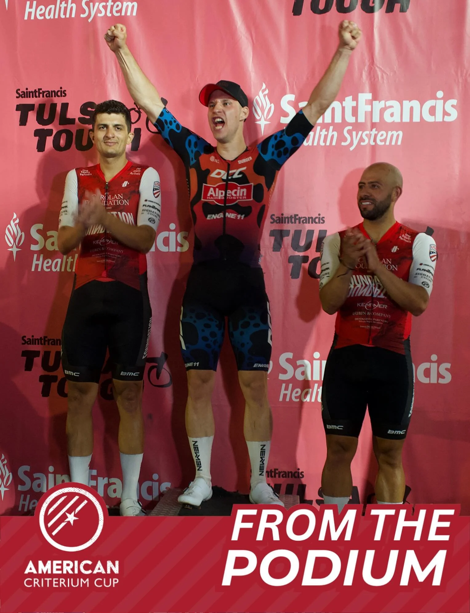 Twice as nice for Dario Rapps (@dariorapps) who has won for a second year in Tulsa 🥇 Rapps took the sprint ahead of @foundationcycling_nyc teammates @bryangomez46 and @jordanparra01 and is the new leader of the American Criterium Series! 🔥

#americ