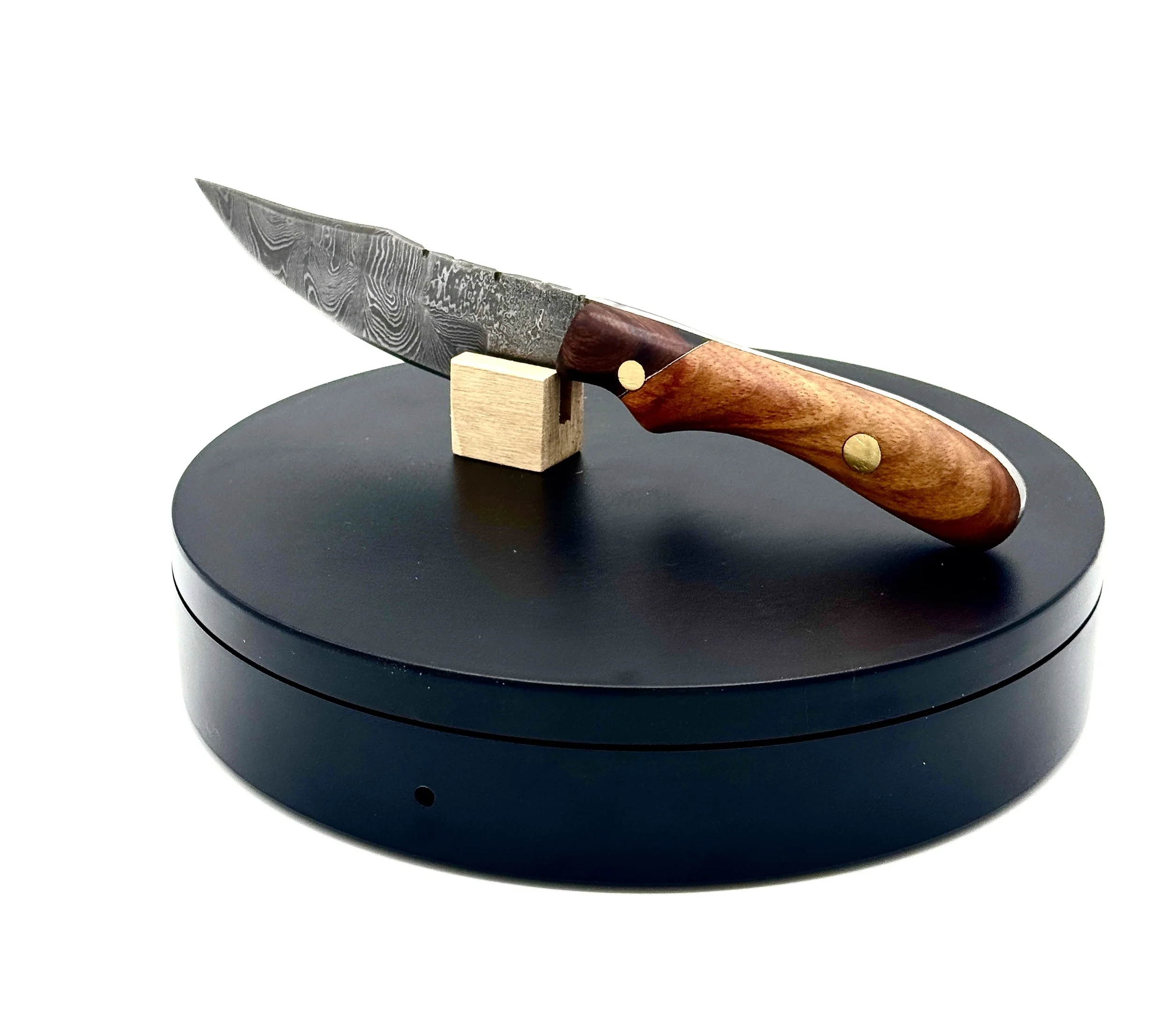 Damascus Steel EDC Knife with Exotic Canary and Desert Ironwood Handle