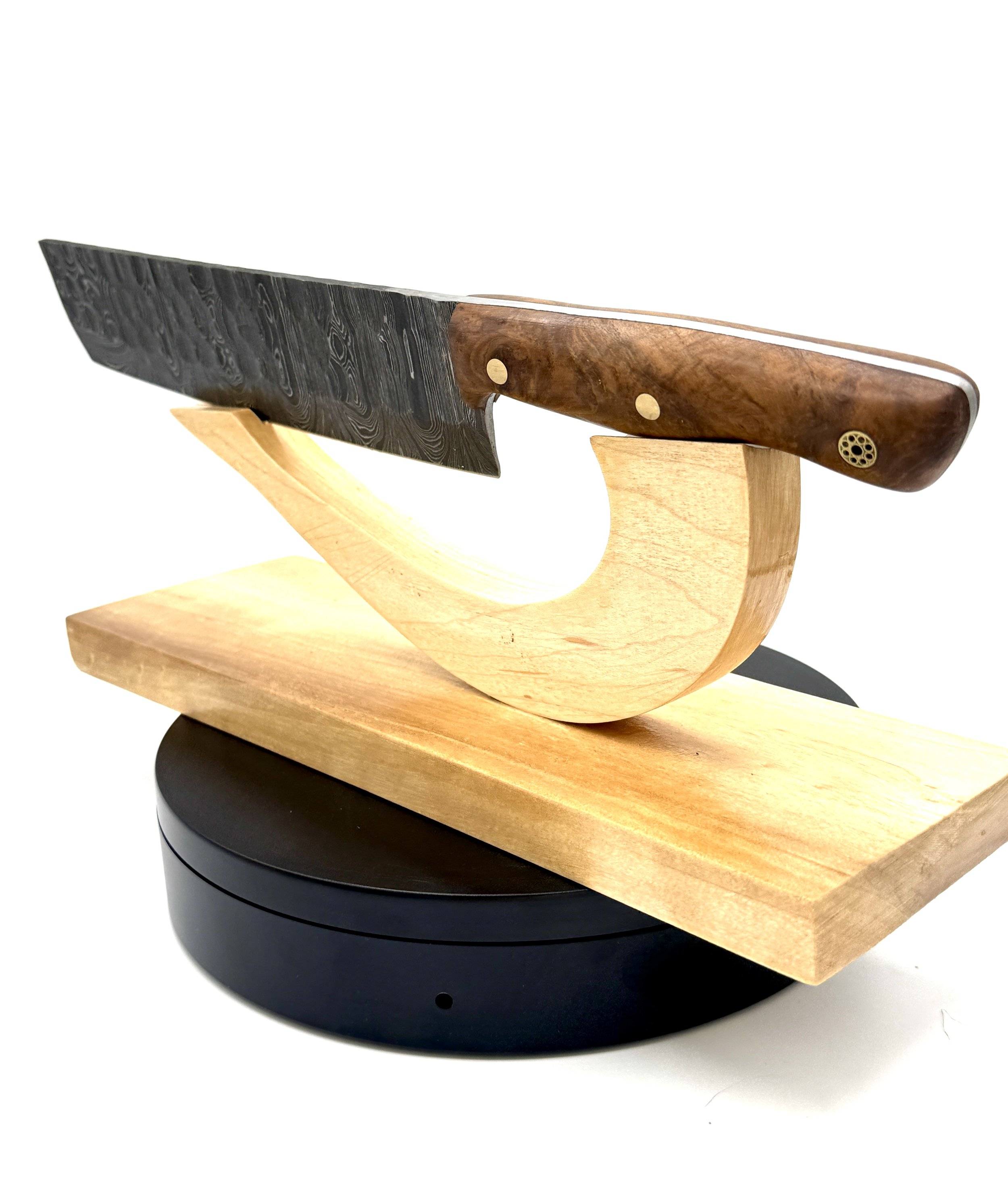 Damascus Steel Nakiri Cleaver with Neem Burl Handle