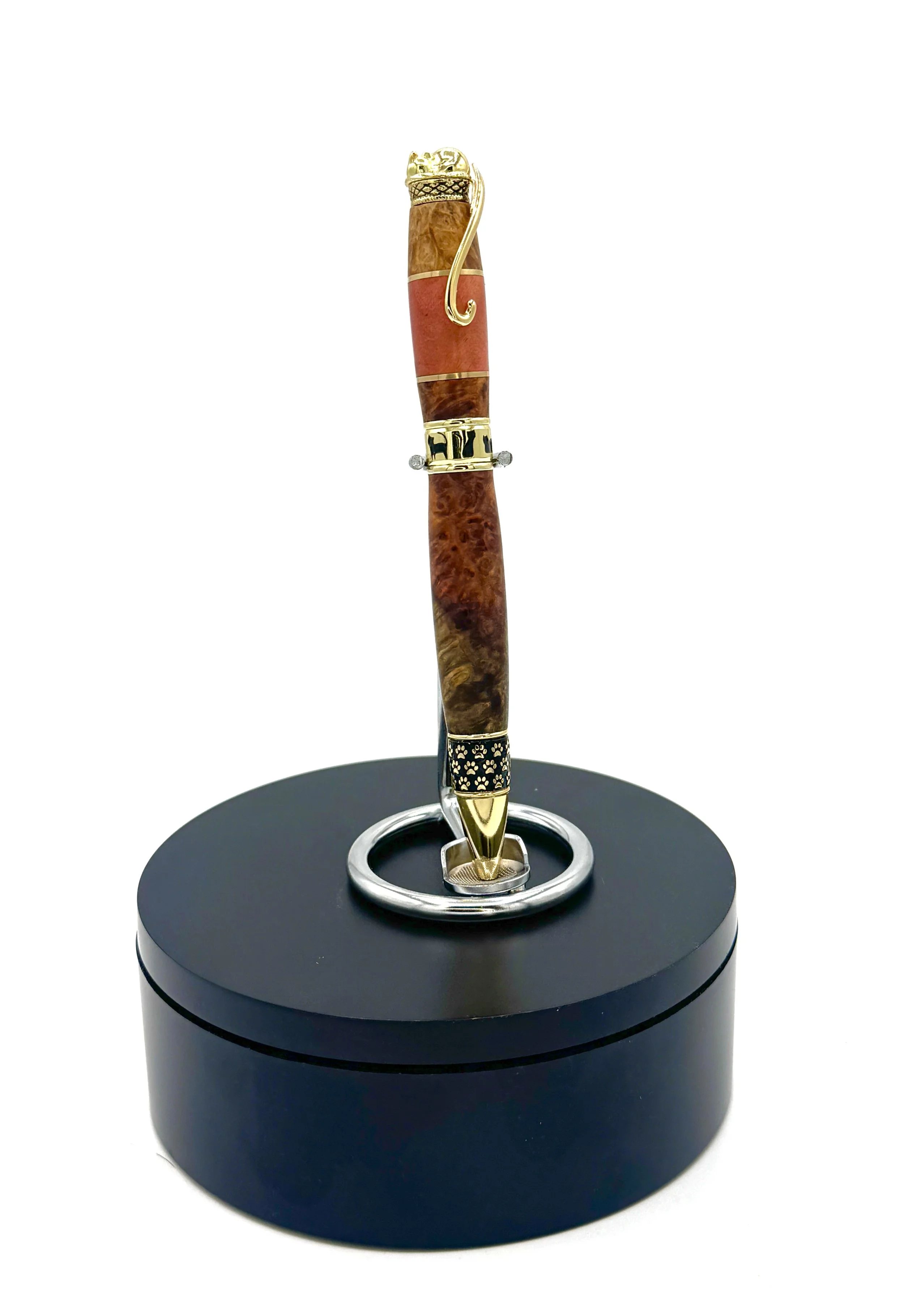 Custom Cat Pen in Red Amboyna Burl & Pink Ivory