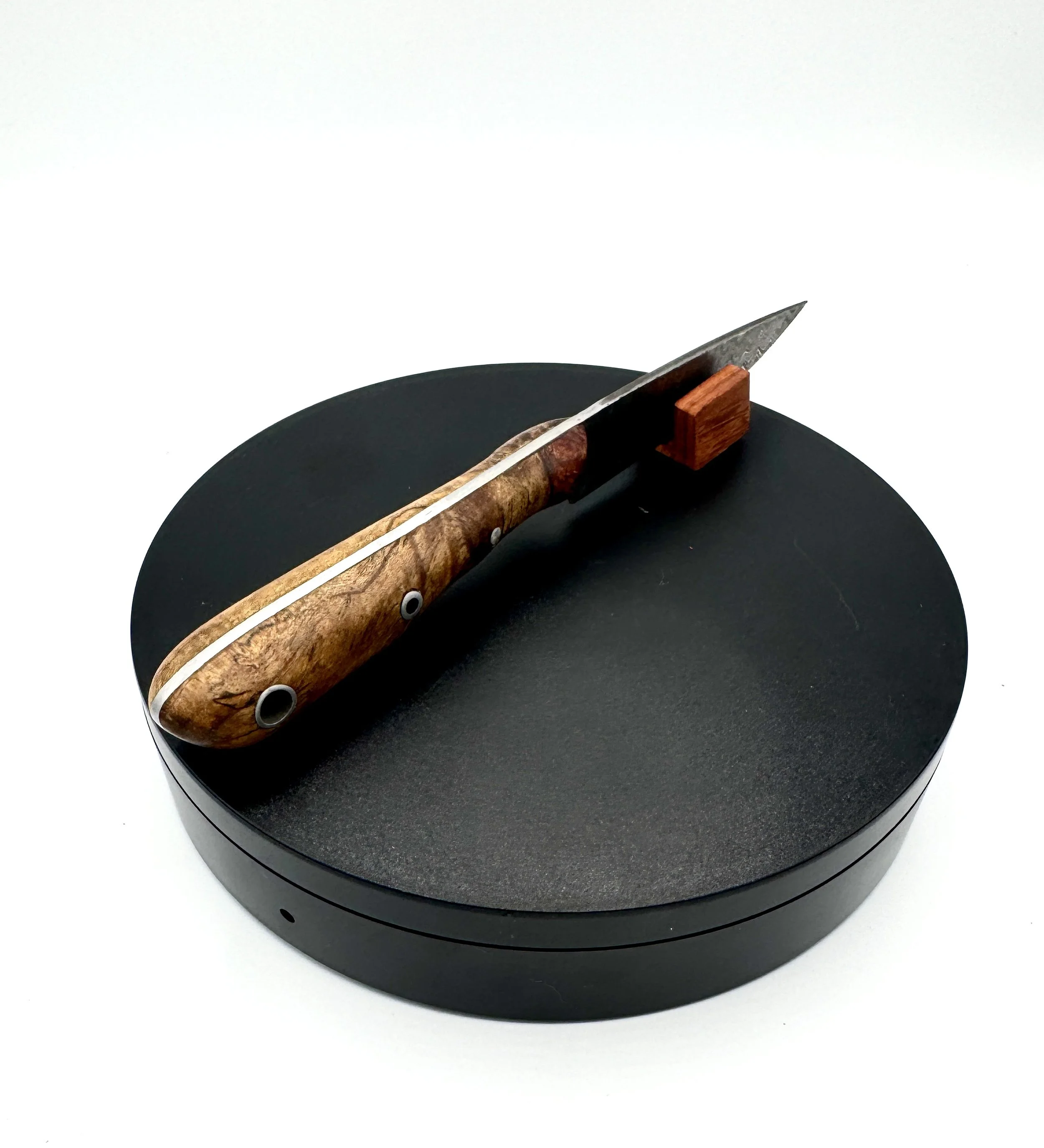 Damascus Steel Utility Knife with Neem Burl Handle