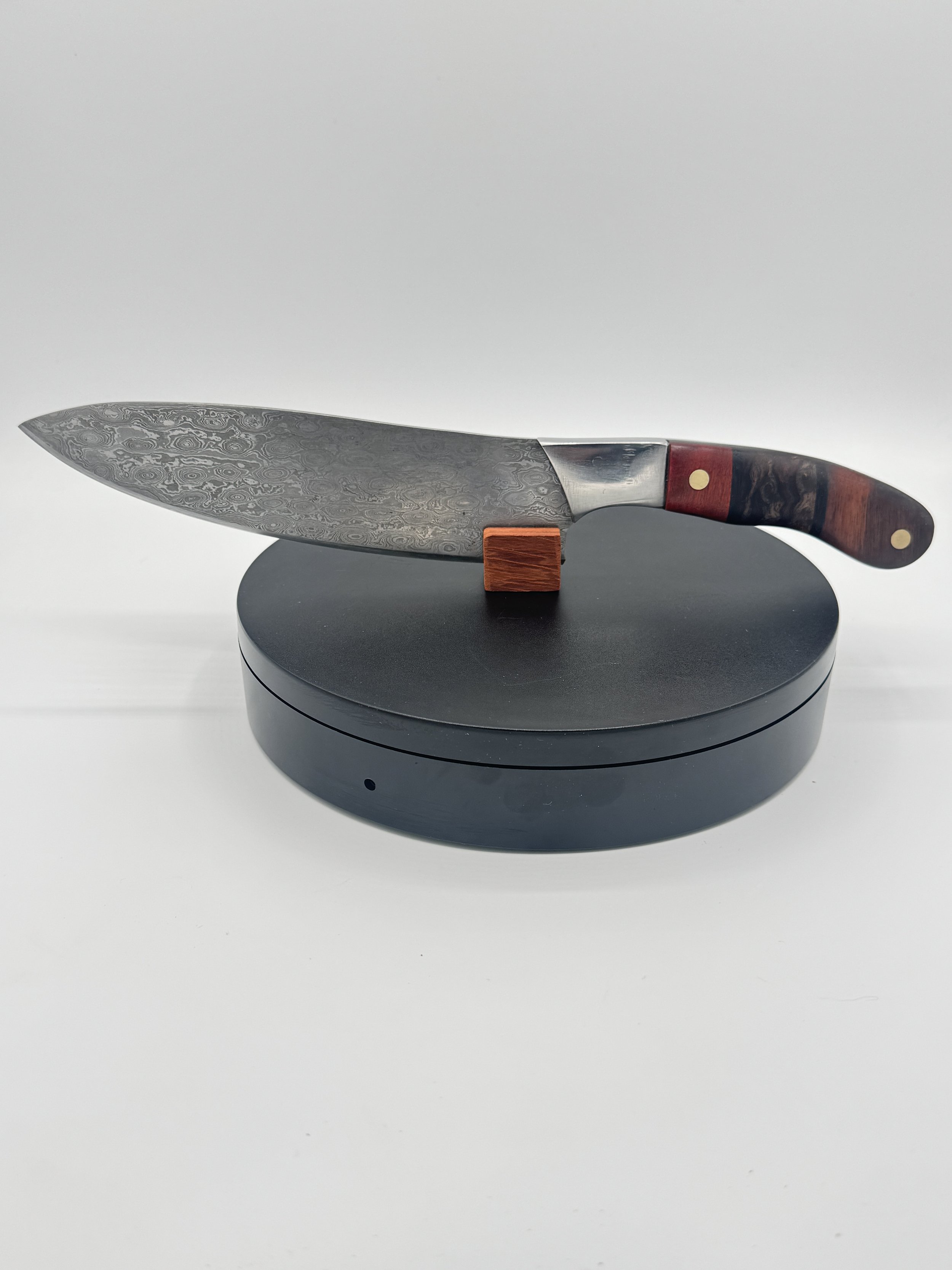 Damascus Steel Chef's Knife with Morado Batik Mango & Bloodwood Handle