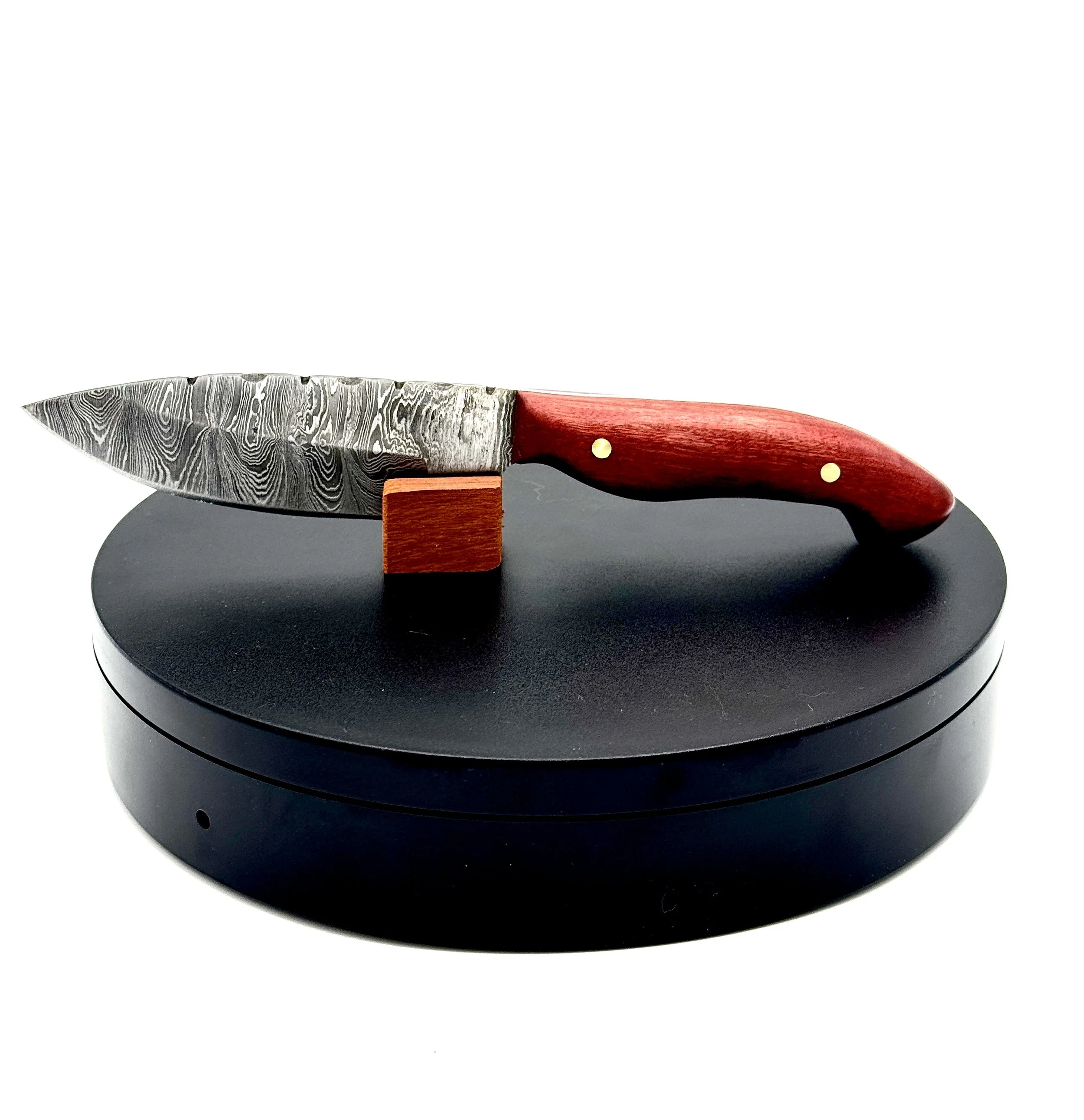 Damascus Steel EDC Knife with Pink Ivory Scales