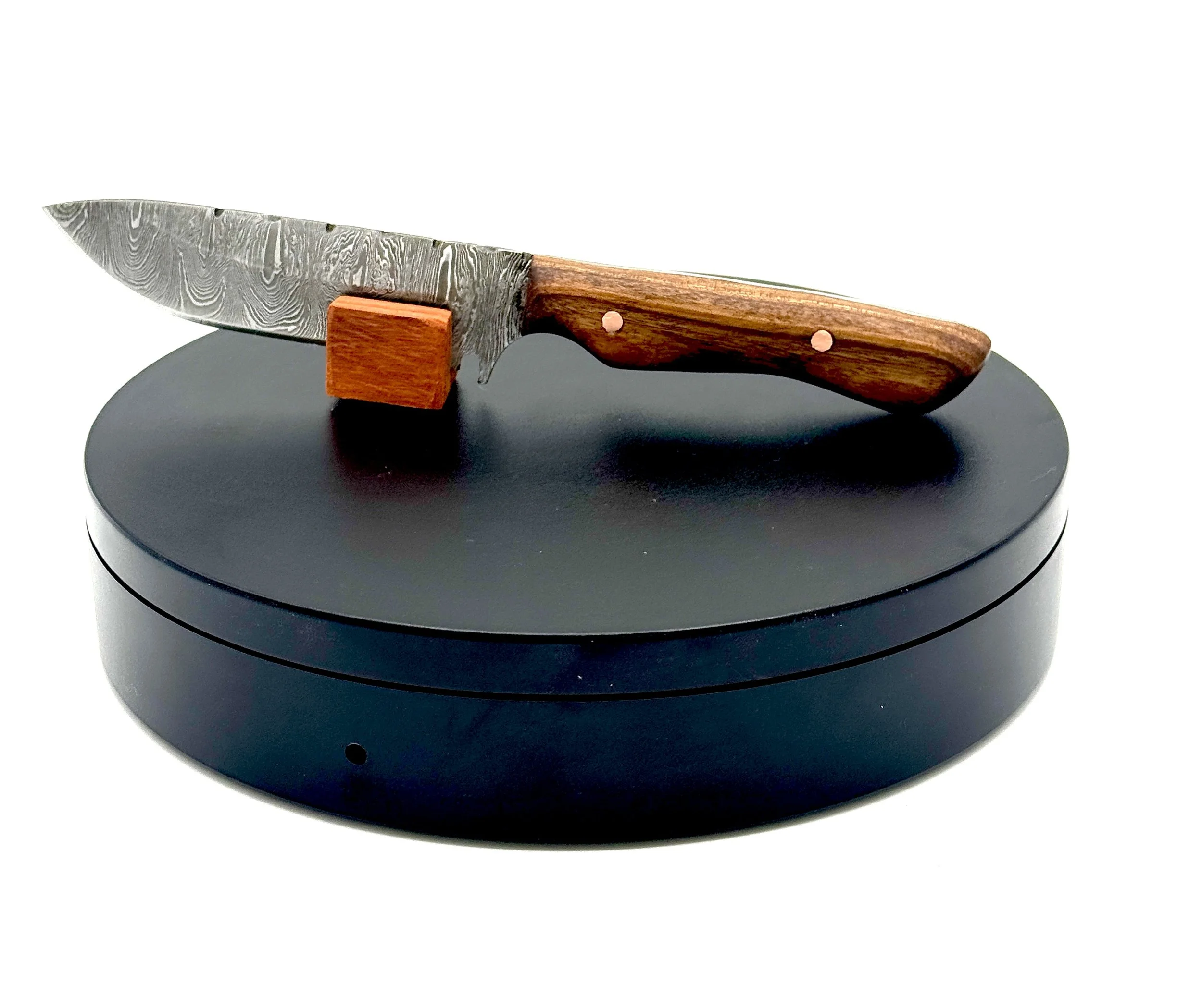 Damascus Everyday Carry Knife with Shedua and Copper