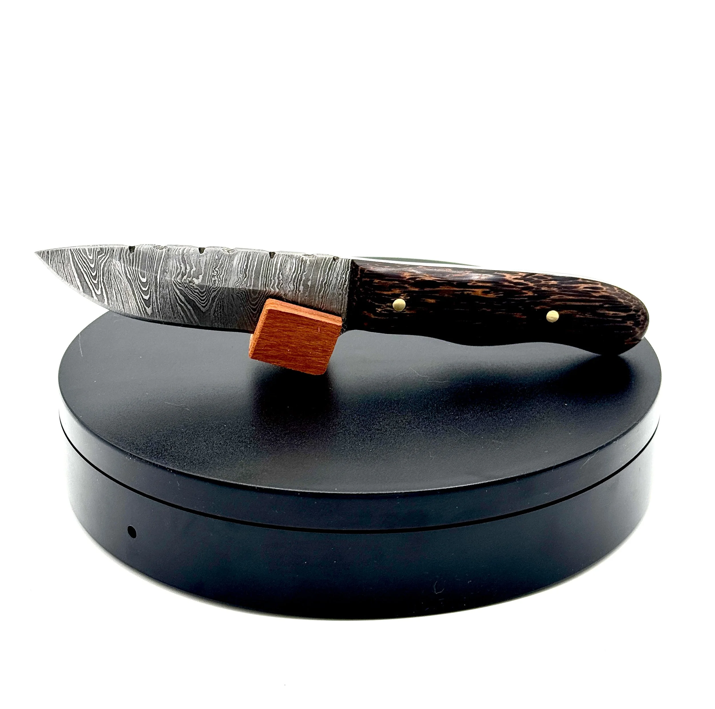 Damascus Steel EDC Knife with Black Palm Handle