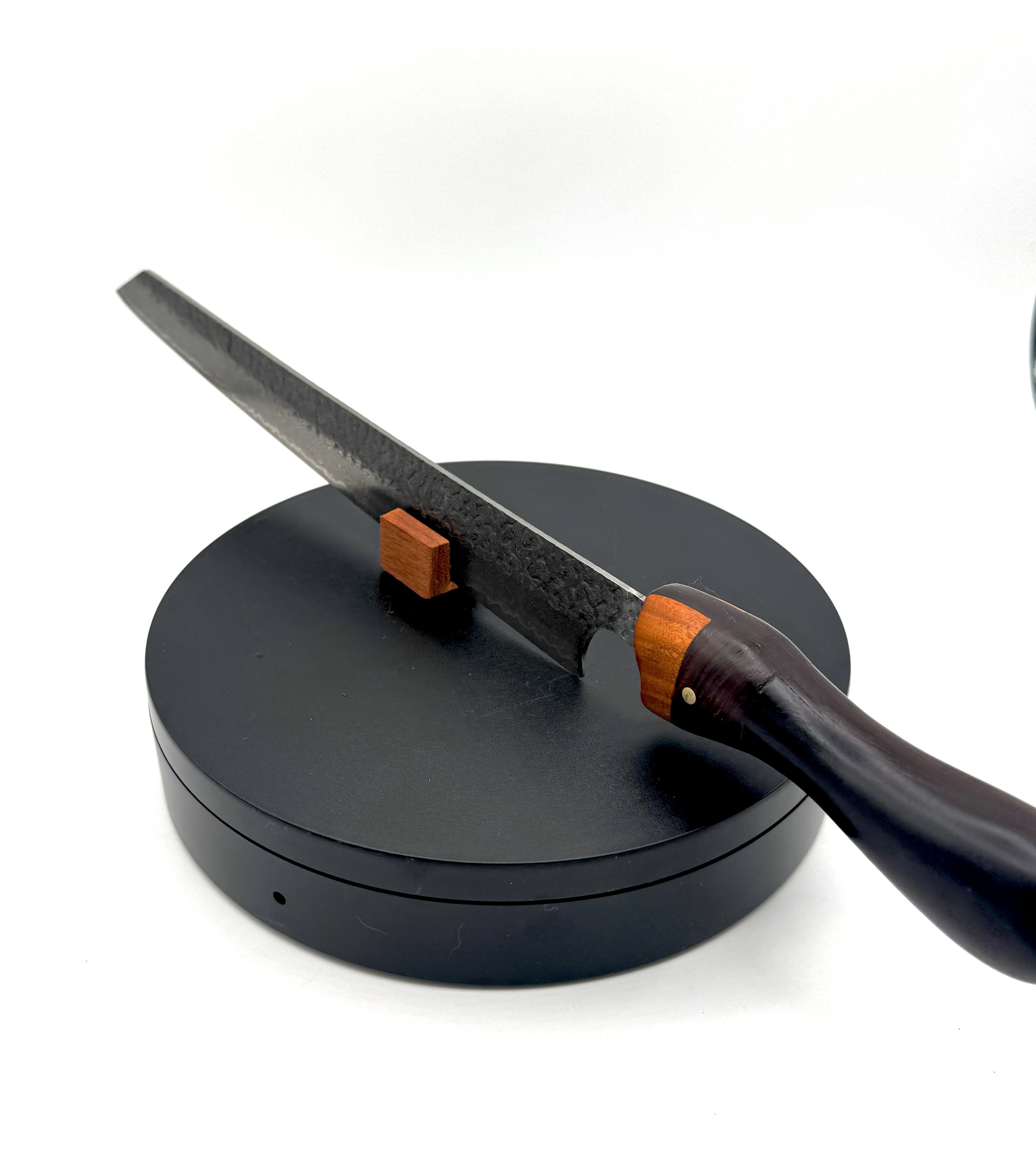 Burja Shushi Knife with Damascus Steel & Exotic Mpingo, Ironwood, and Pernambuco Wood Handle