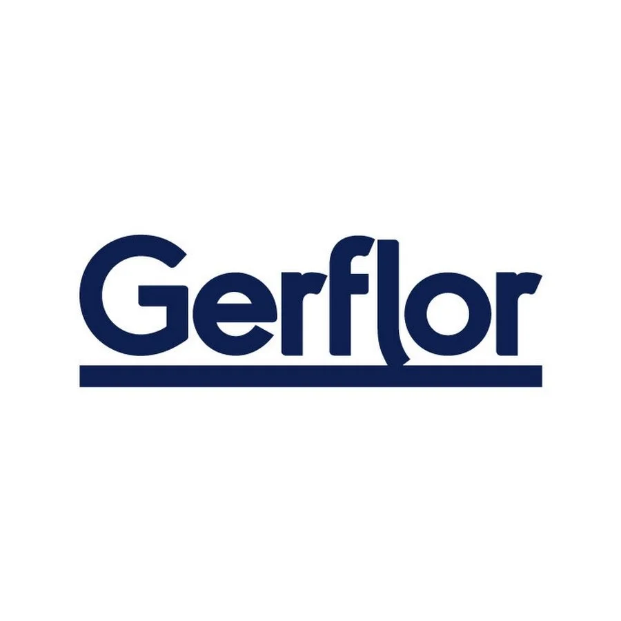 Logo de Gerflor avec le nom en lettres bleues sur fond blanc.