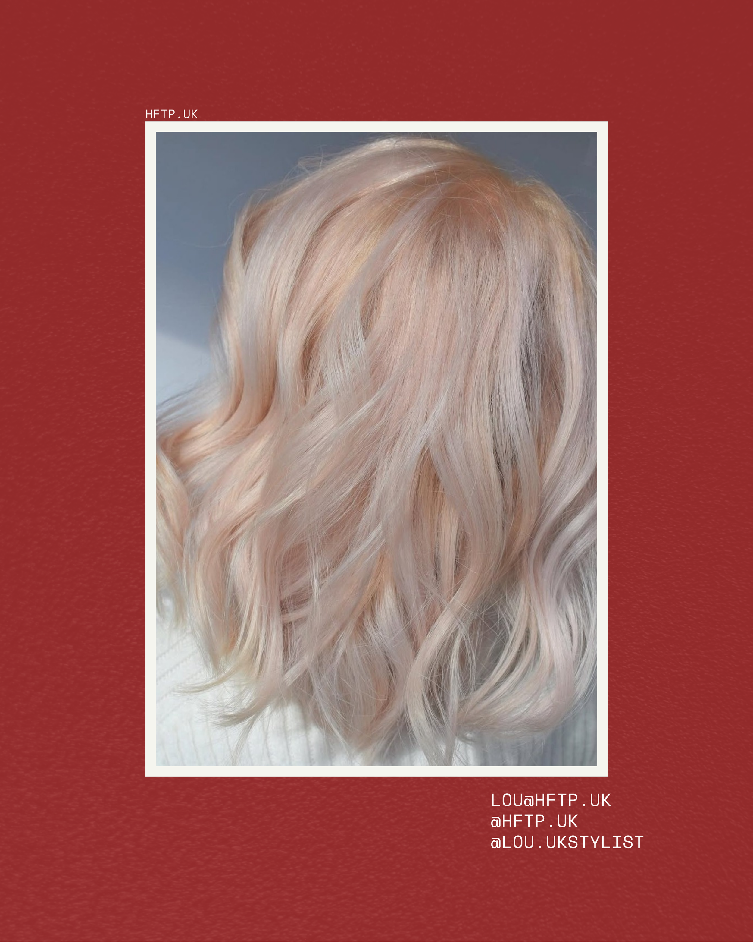 Close-up of wavy, platinum blonde hair with soft waves and subtle highlights.