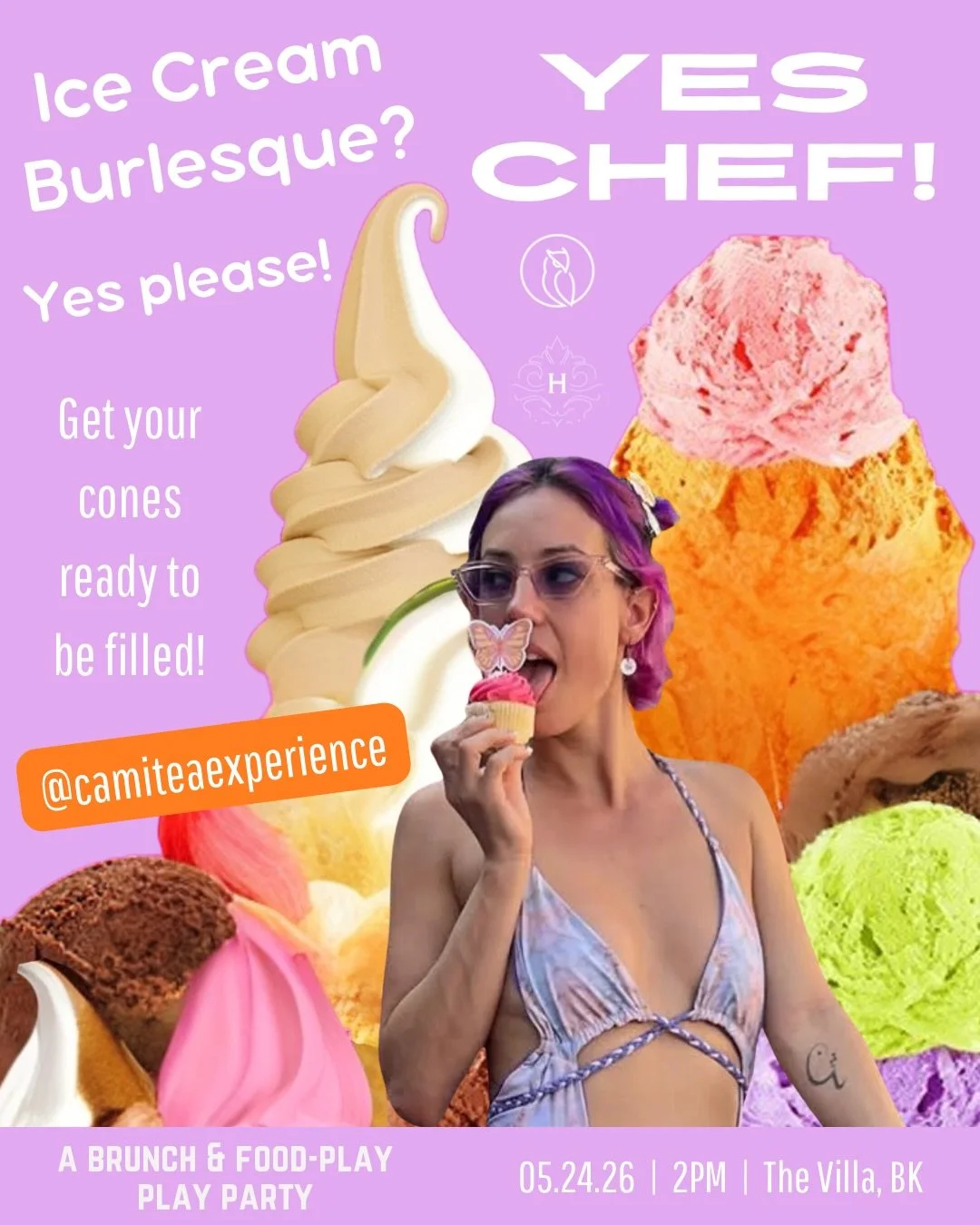 Dessert is served 🌑🦉🍦

We&rsquo;re excited to welcome @camiteaexperience as a special guest performer at Yes Chef! 🍨

Expect a deliciously playful, ice cream-themed act blending tease, indulgence, sweetness, and just the right amount of melt. 👅
