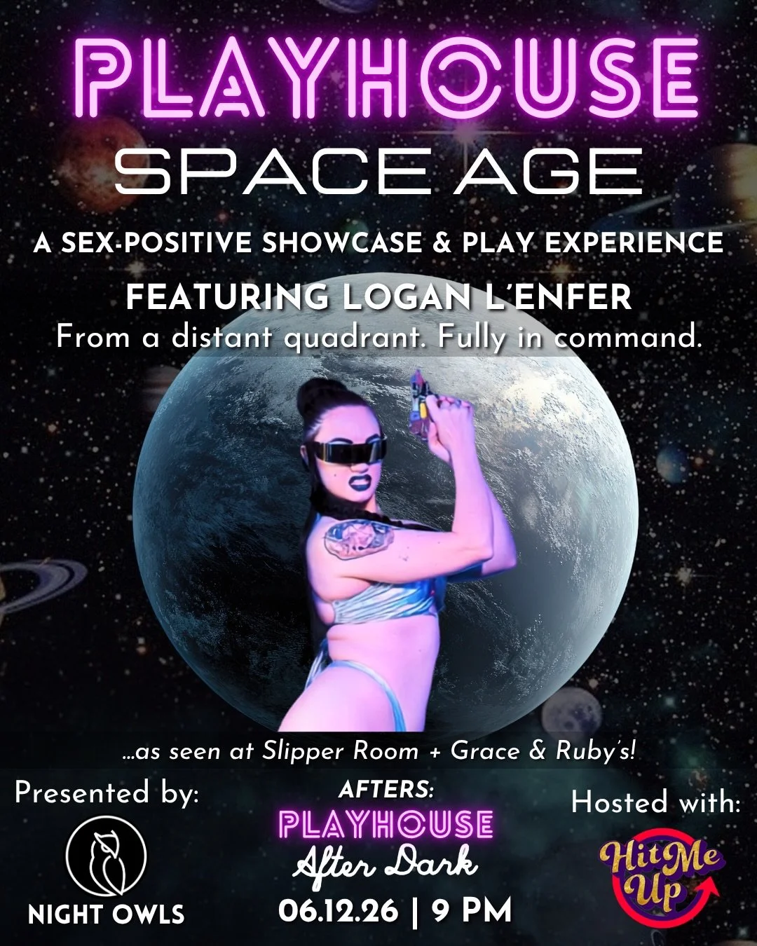 Choreographed moments of pursuit and control, all set to a soundscape that pulses and drifts through the room.

@loganlenfer enters Playhouse: Space Age on June 12th!

Step into a retro-futurist dream where performances emerge from every corner of th