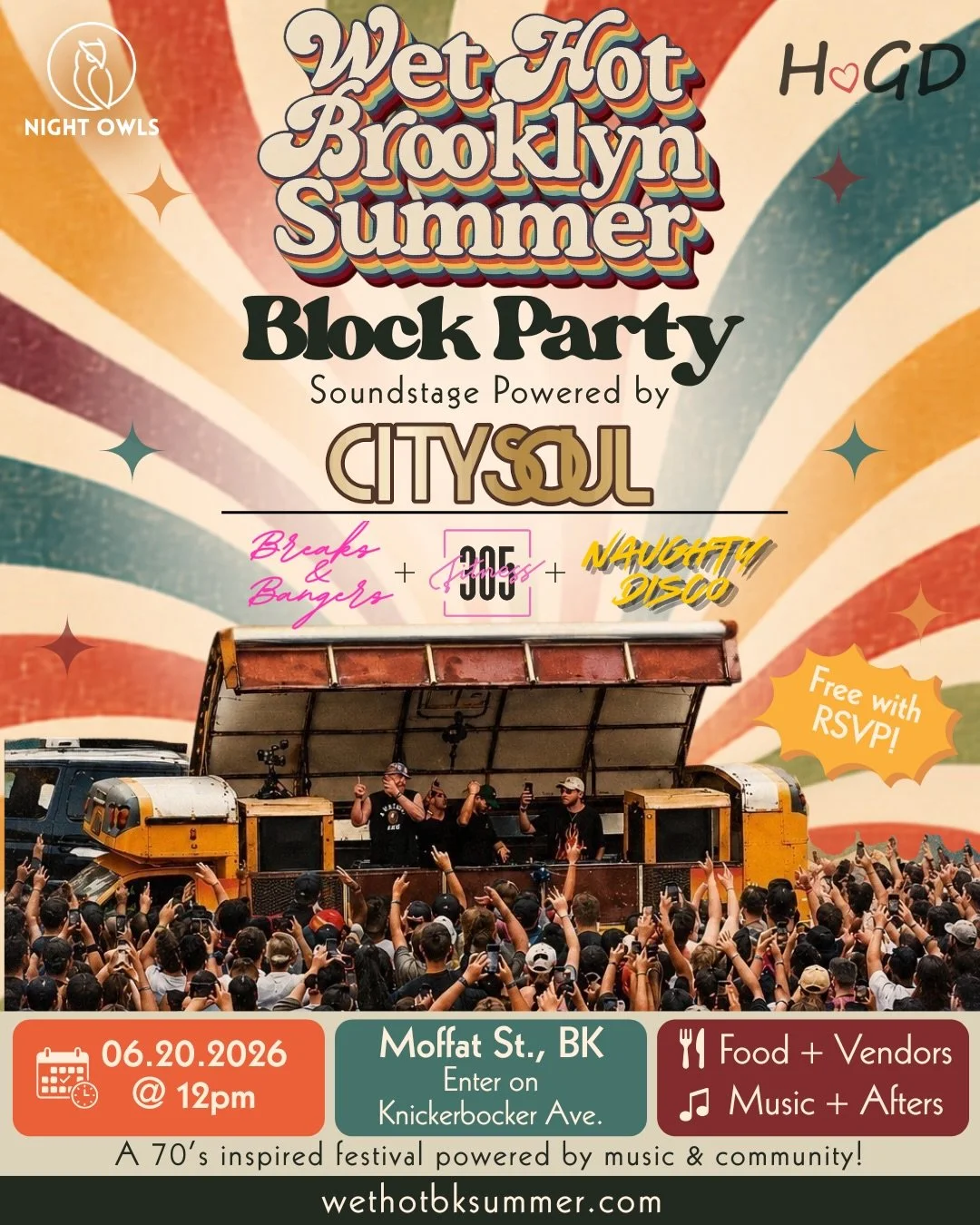 🚌 The City Soul bus is rolling into Wet Hot Brooklyn Summer! 🪩

Wet Hot Brooklyn Summer is a one-day street festival celebrating art, health, culture, and identity on Moffat Street.

Enjoy&hellip;

&bull; DJ sets from Breaks &amp; Bangers, Naughty 