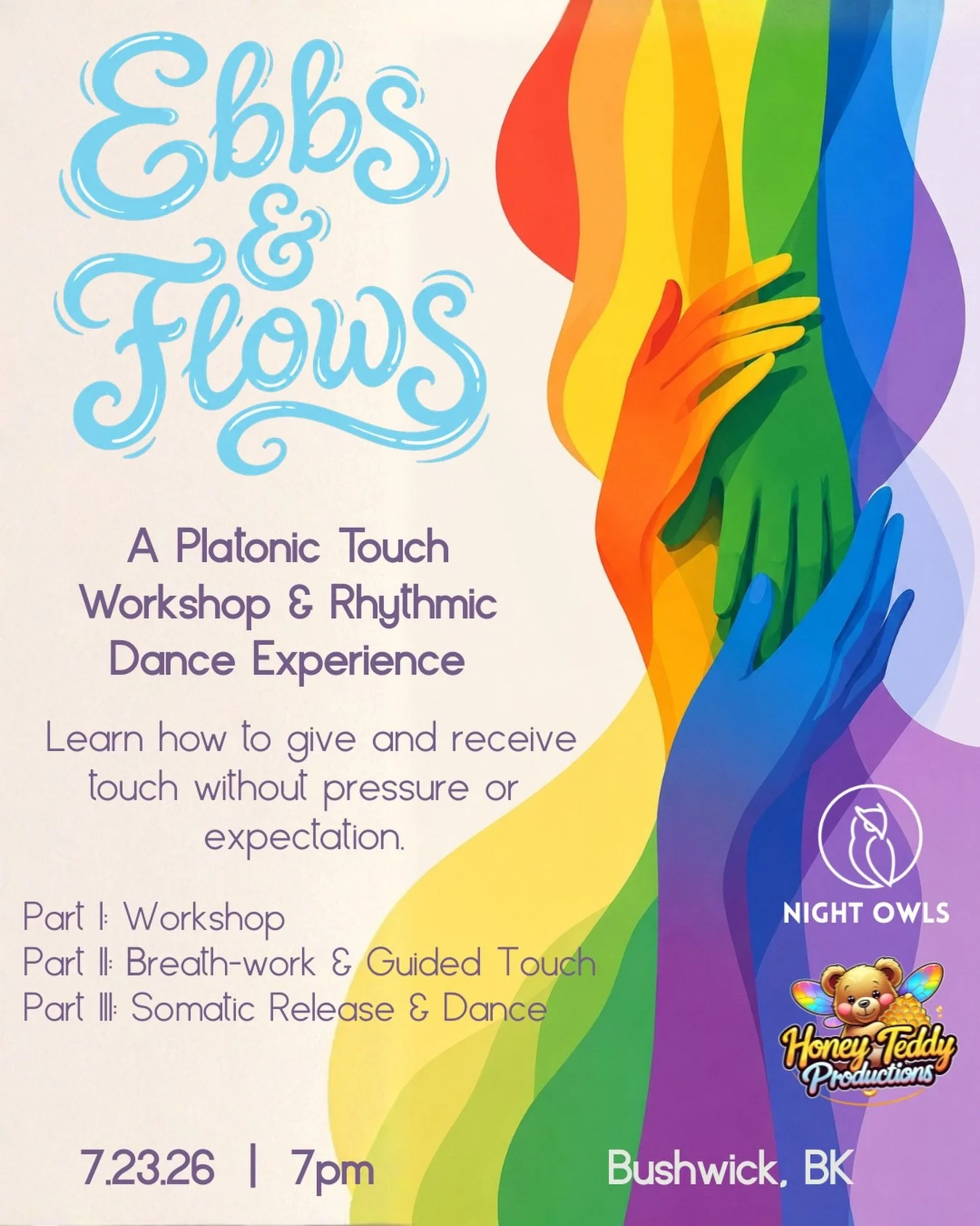 In a world where so many of us are touch-starved, this experience is designed to create space for softness, care, and human connection without expectation, performance, or pressure.

Hosted in collaboration with @honeyteddyproductions, this guided ev