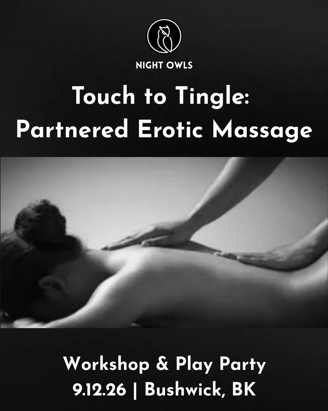 Touch to Tingle is back! Join us for a hands-on workshop designed to awaken your senses, deepen your connection, and explore the er*tic potential of touch.

If you have attended this workshop previously, this edition will feature new techniques and t