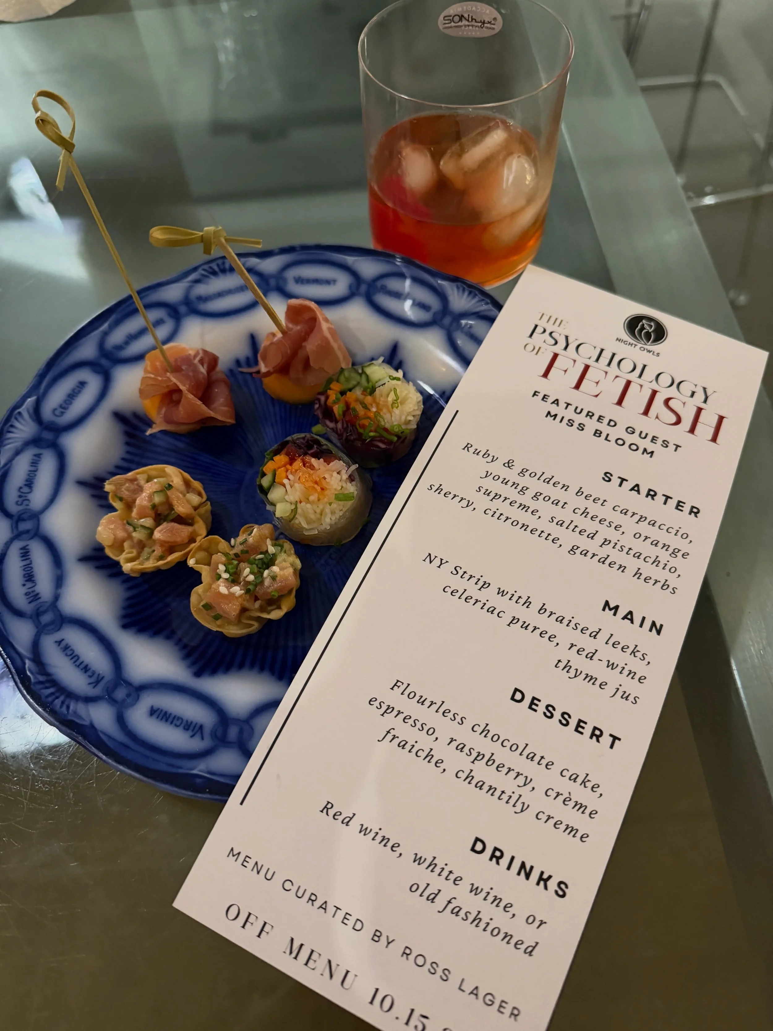 A little taste of our first Off Menu. 🍷

An intimate dinner with Miss Bloom (@missbloomsexeducator) a beautiful three-course menu by Chef Ross Lager (@chef.ross.cooks), and 18 guests exploring the psychology of fetish over good food and even better 
