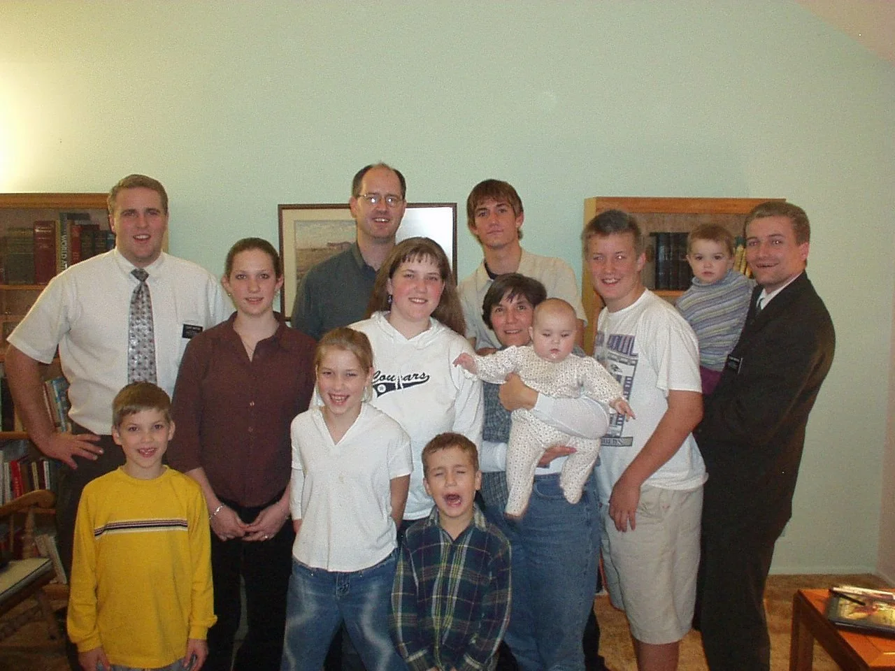 ELDER SHAFFER, PHILLIP, NAT, CAROL, BRO ALLRED, LISETTE, THOMAS, CHRISTIAN, SIS ALLRED, EMMA, WILL, ANNA-BEI.JPG