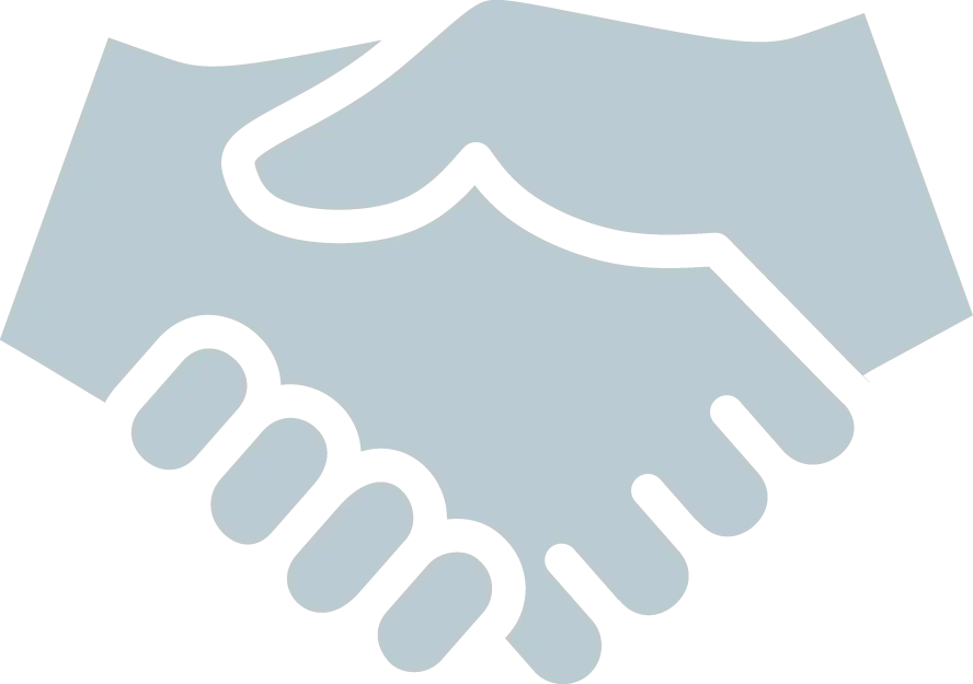 Icon of two hands gripped in a warm handshake