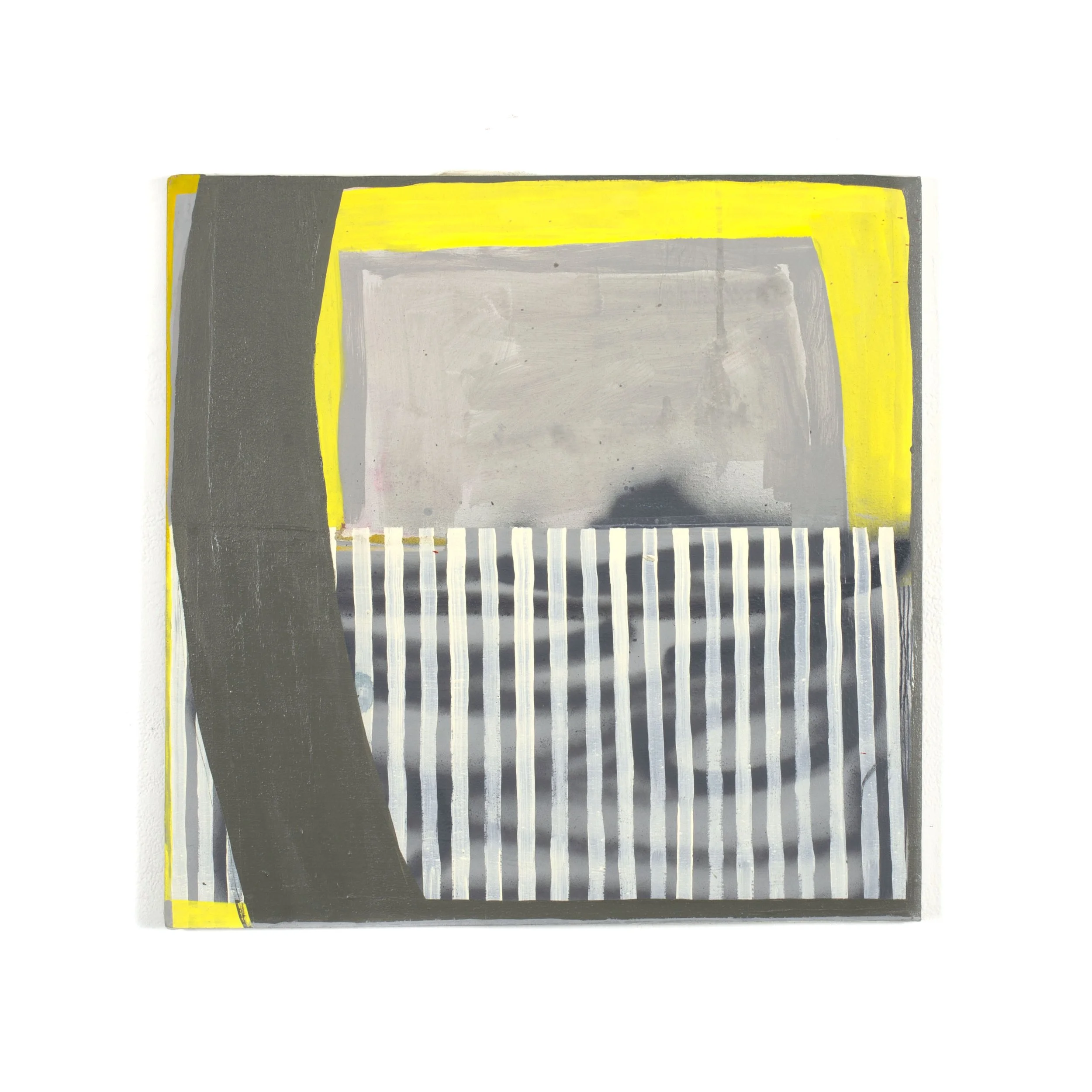   Bananas in Pajamas , 2017,  acrylic, aerosol, and latex on muslin, 20 × 20". 