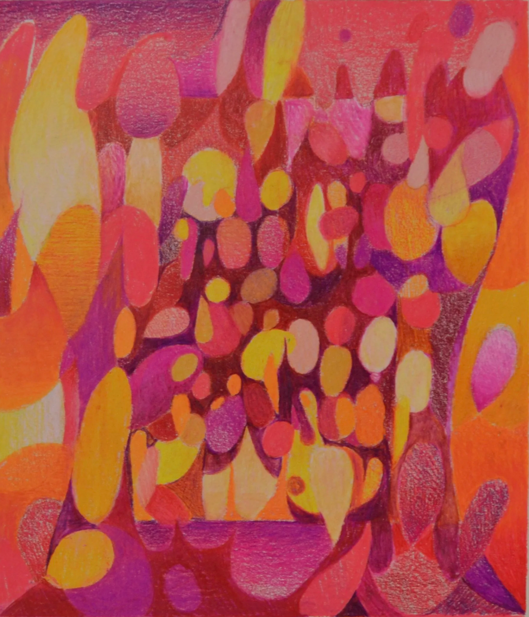   nothing in the flame but fire , 2025, , colored pencil on paper, 11 × 8.5".