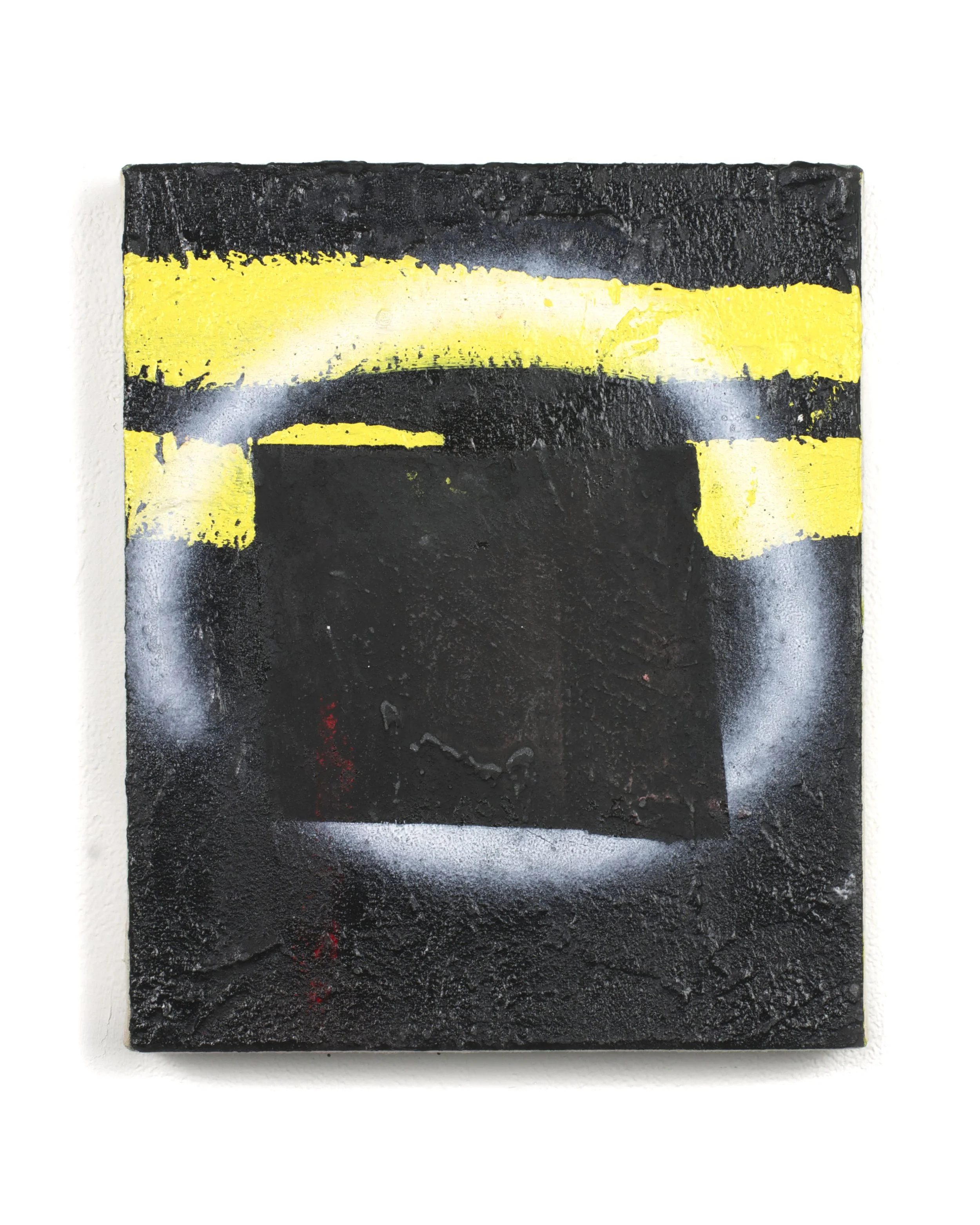   Untitled , 2016,  acrylic, aerosol, shellac, and silica on canvas, 12 × 10".