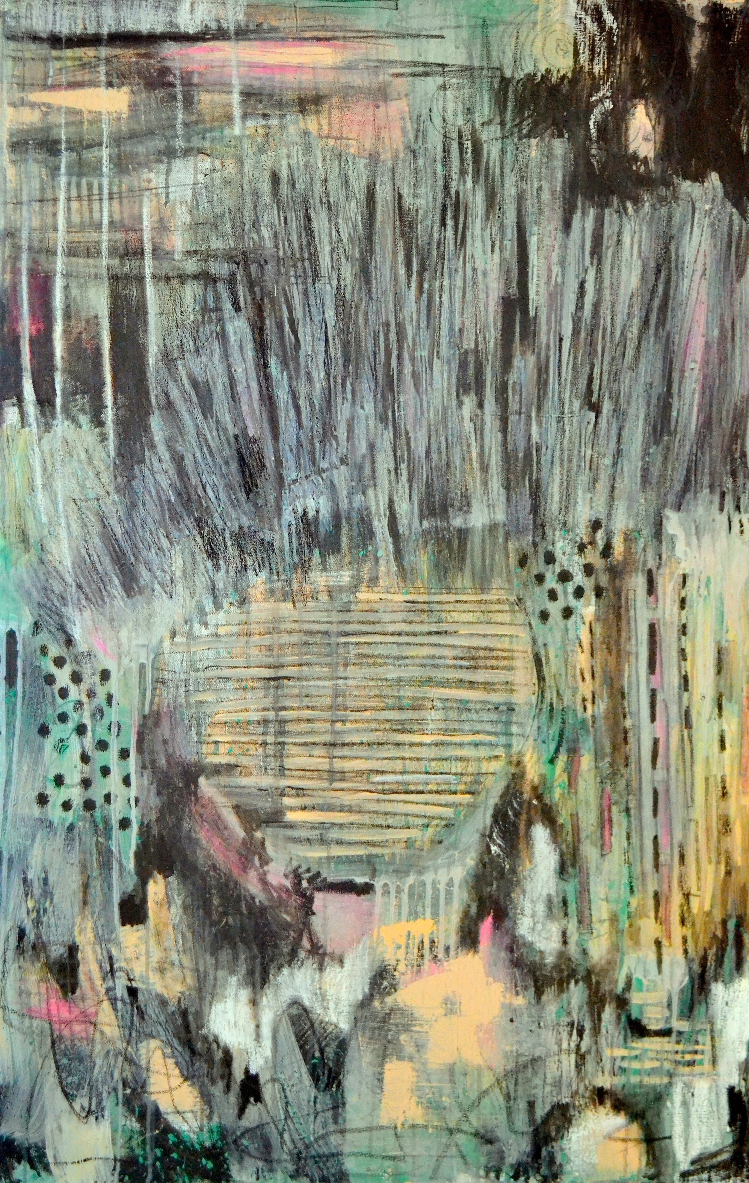   Untitled (mint) , 2013 , acrylic, graphite, and oil pastel on canvas, 40 × 30". 